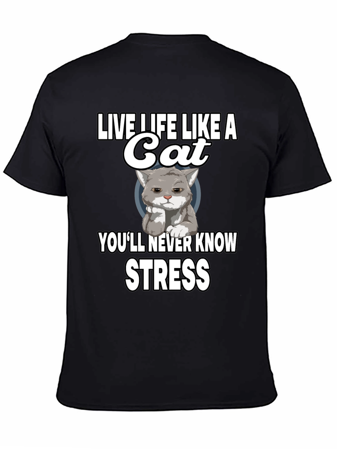 Black Live Life Like a Cat Graphic T-Shirt view 4