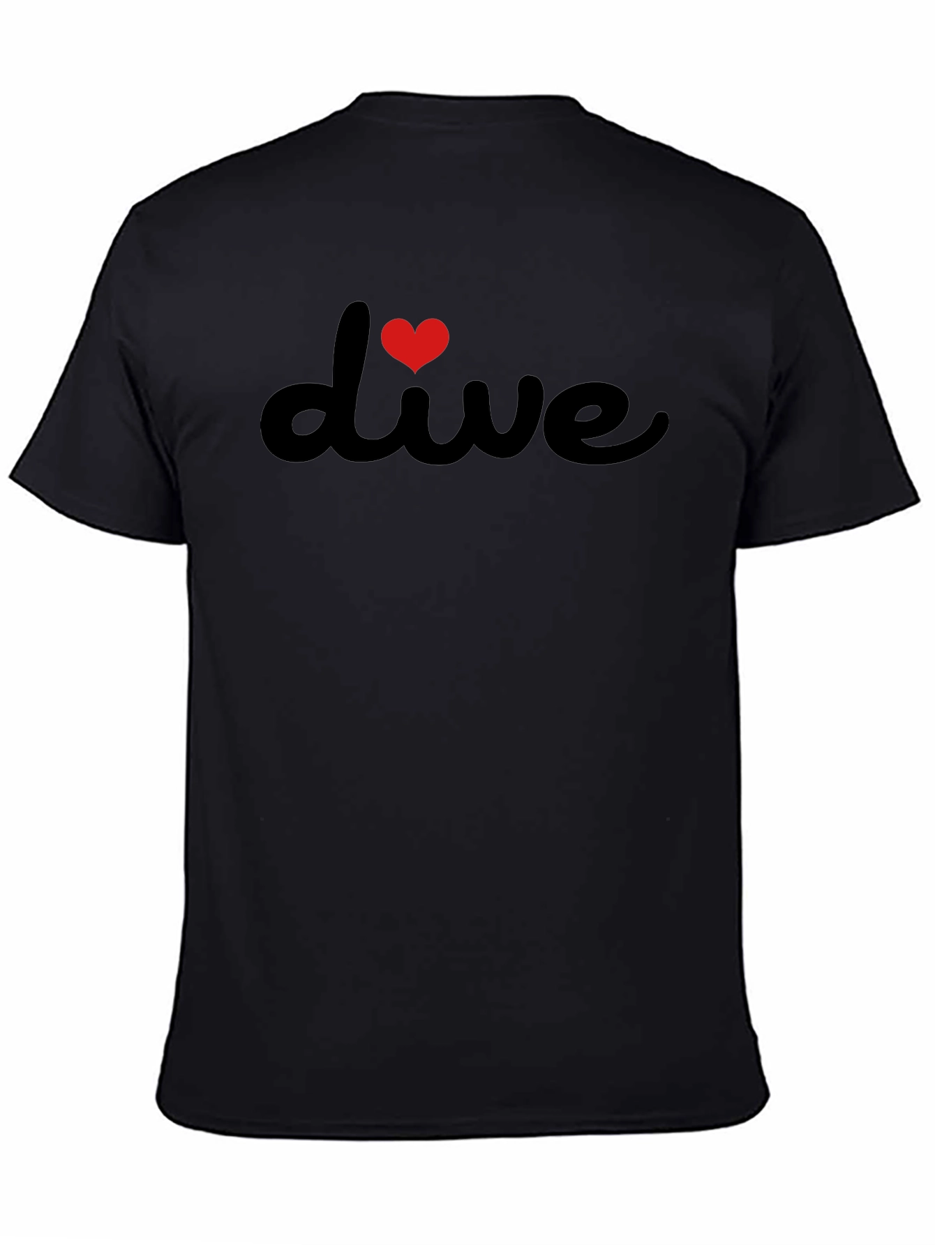 Black I Heart Dive Black Graphic Tee Shirt view 4