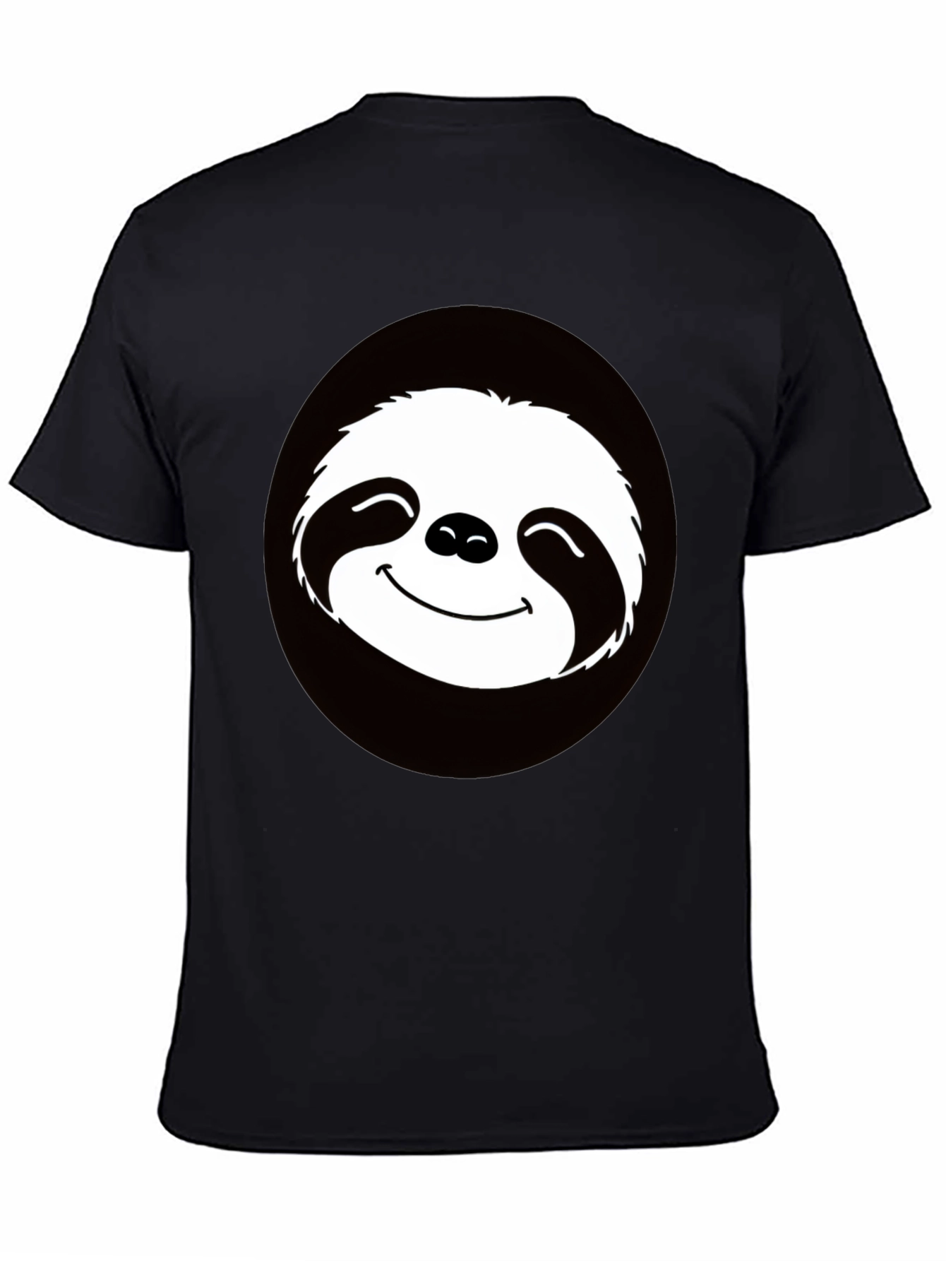 Black Funny Sloth Graphic Tee - Casual Black T-Shirt view 4