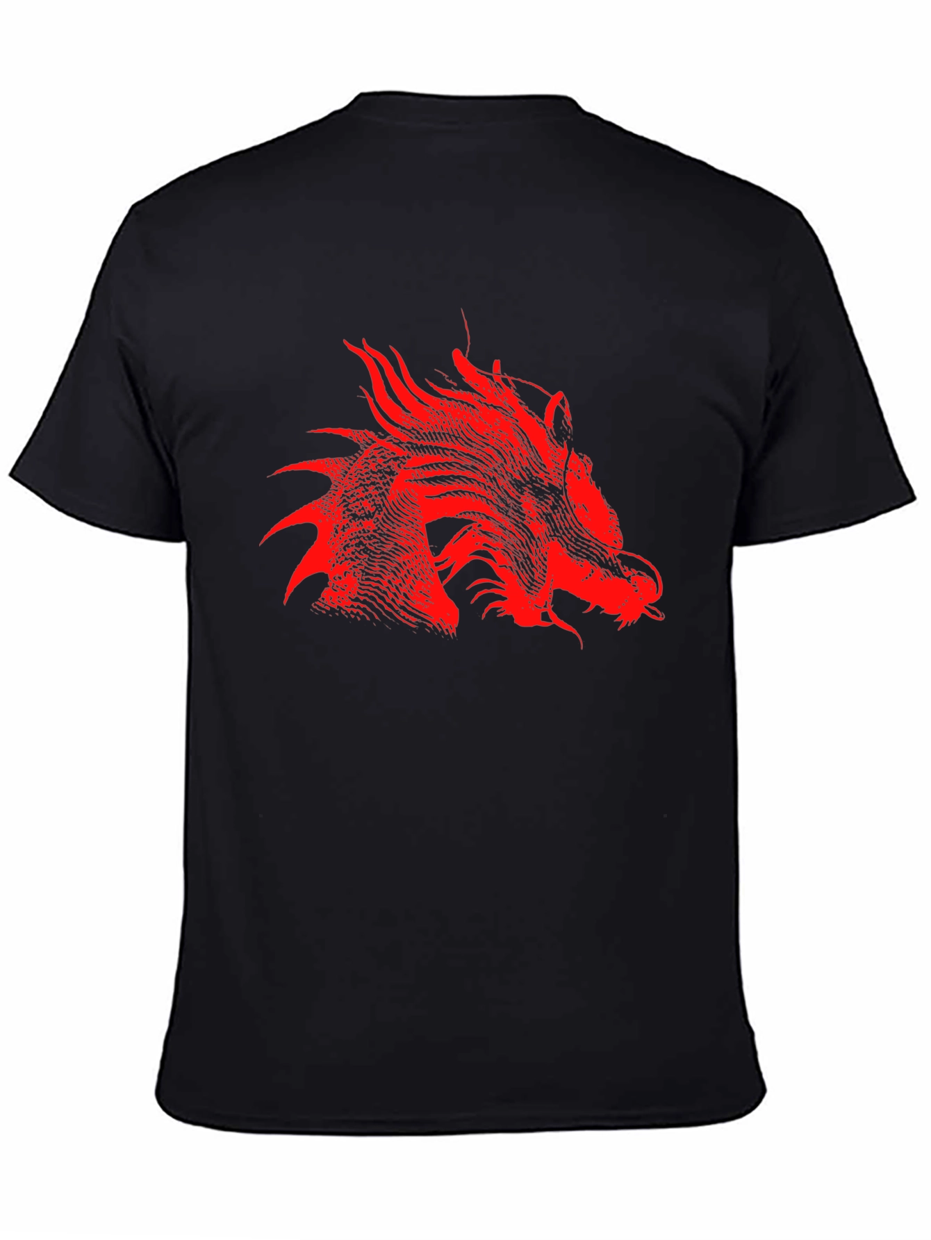 Black Red Dragon Print Black T-Shirt view 4