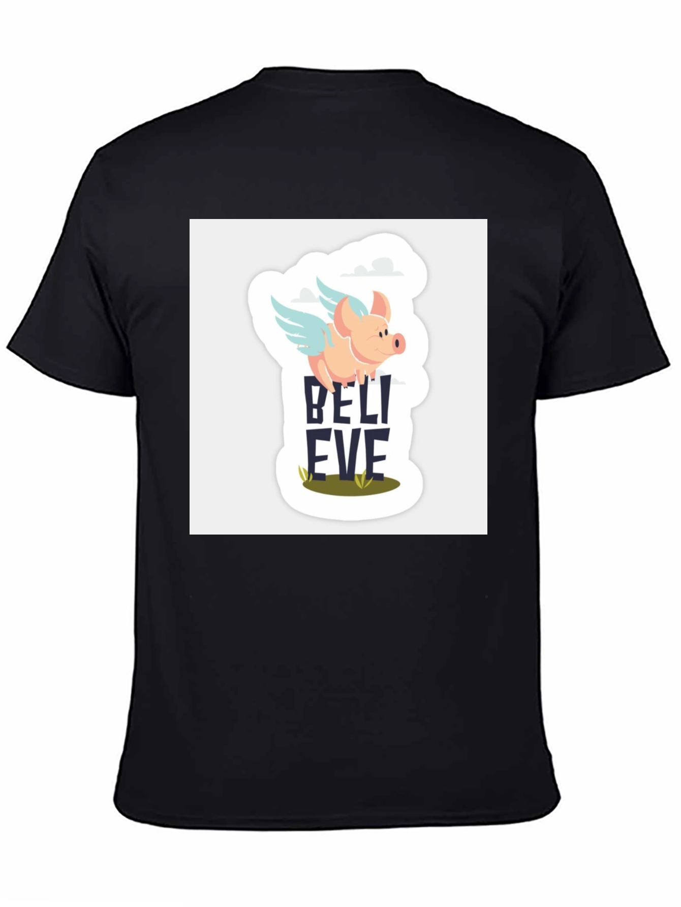 Black Believe Flying Pig Graphic Tee view 4