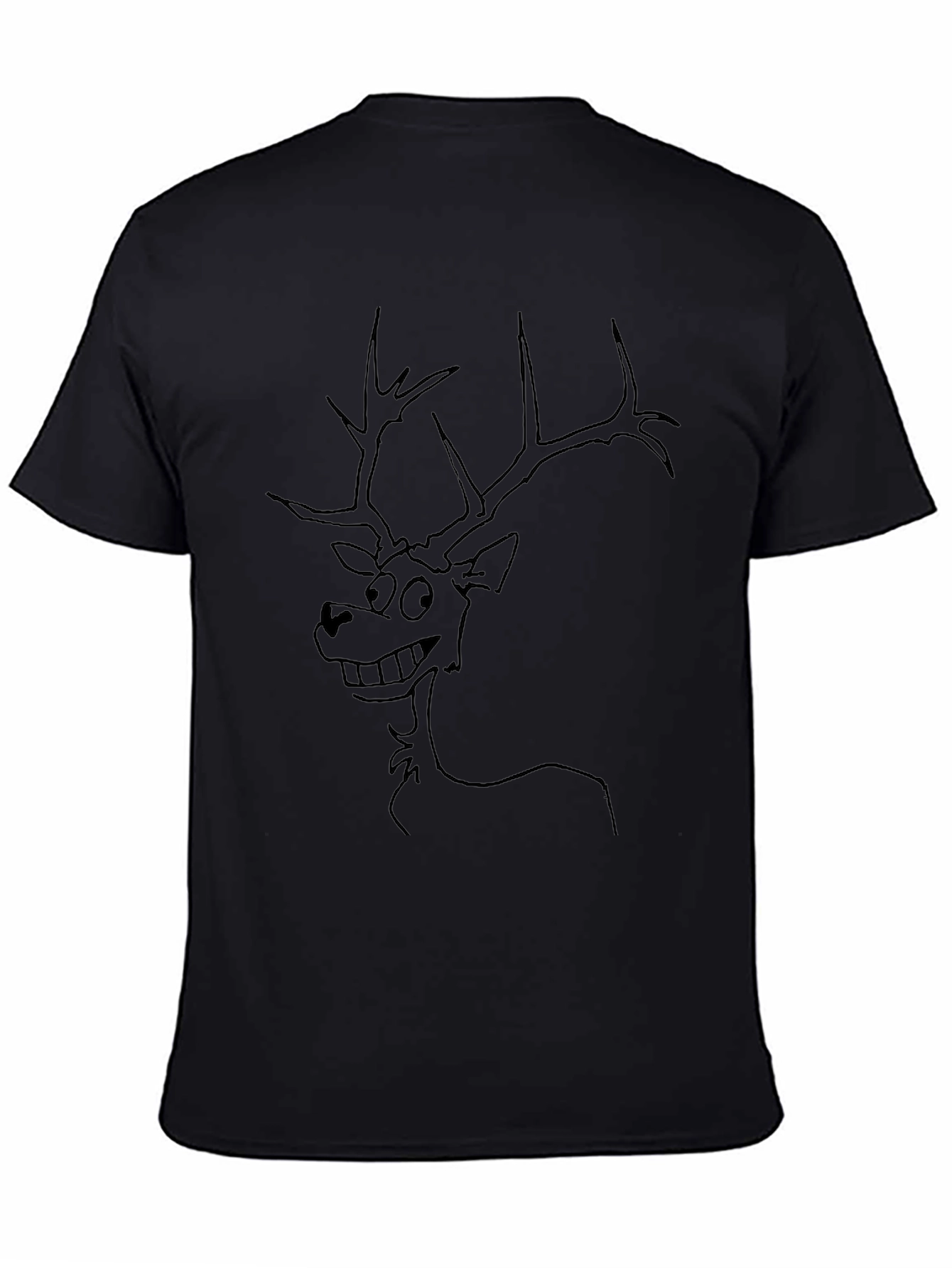 Black Funny Deer Graphic Tee - Black Crew Neck T-Shirt view 4