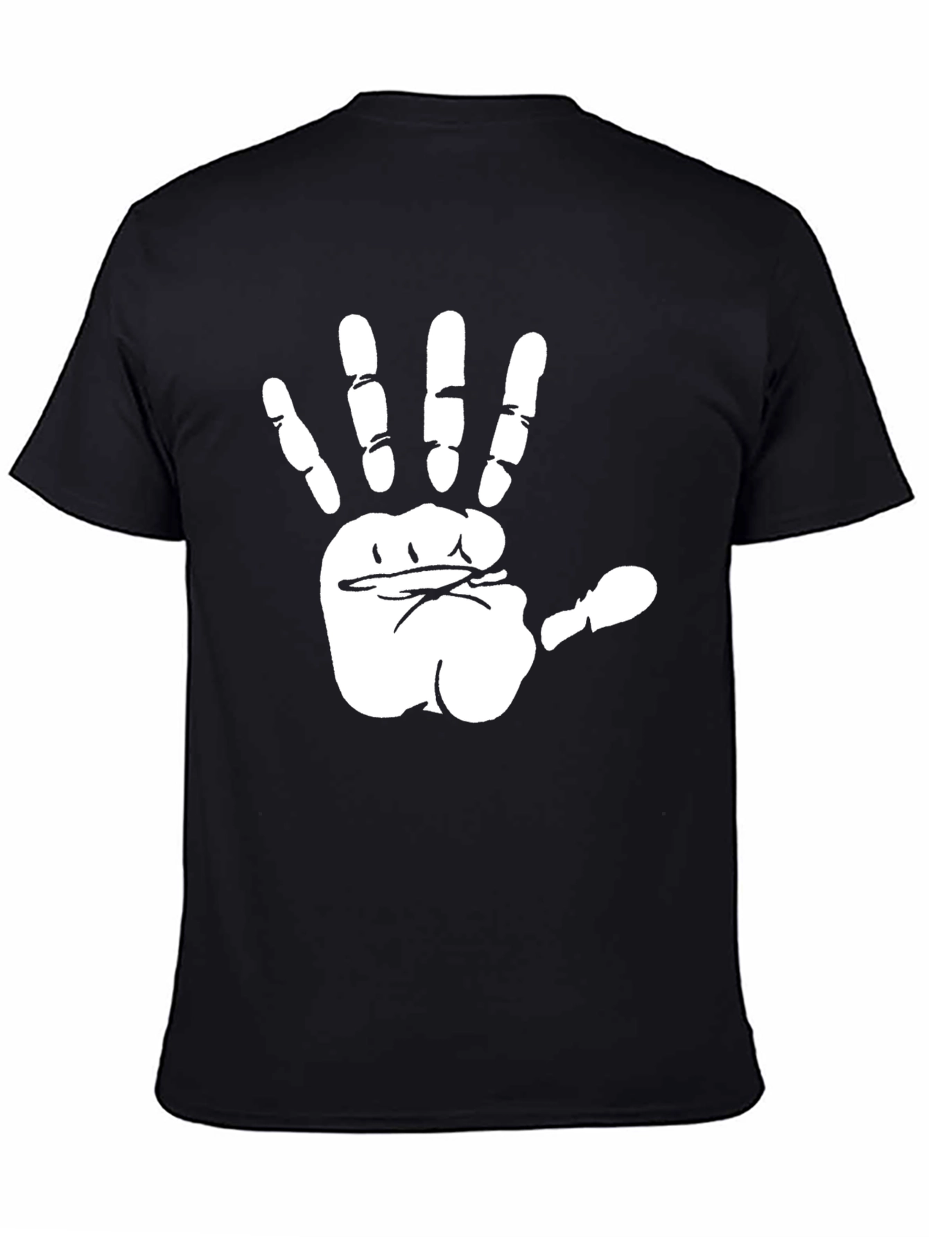 Black Black T-Shirt with White Hand Print Graphic view 4