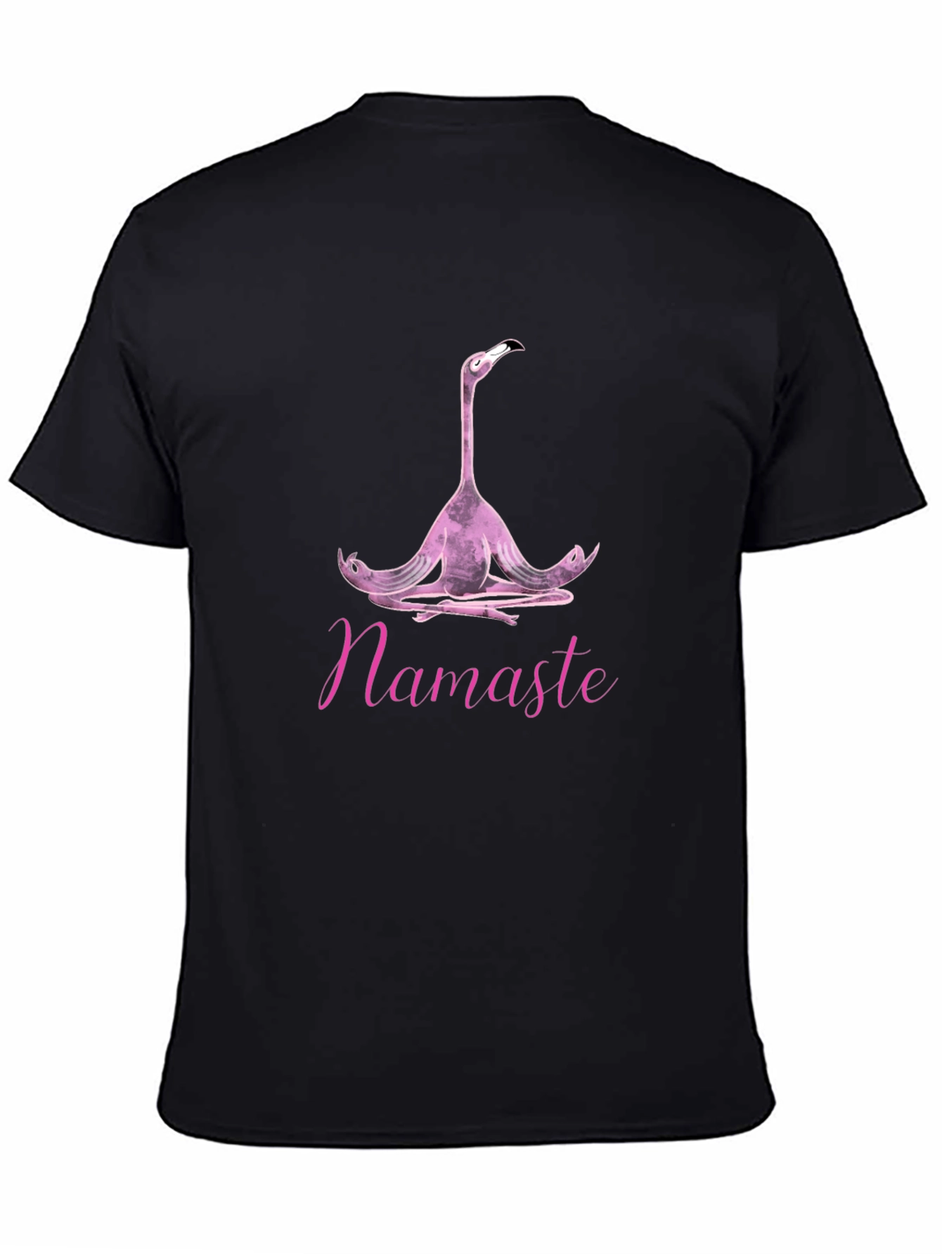 Black Namaste Flamingo Yoga Graphic Tee - Unisex Black T-Shirt view 4
