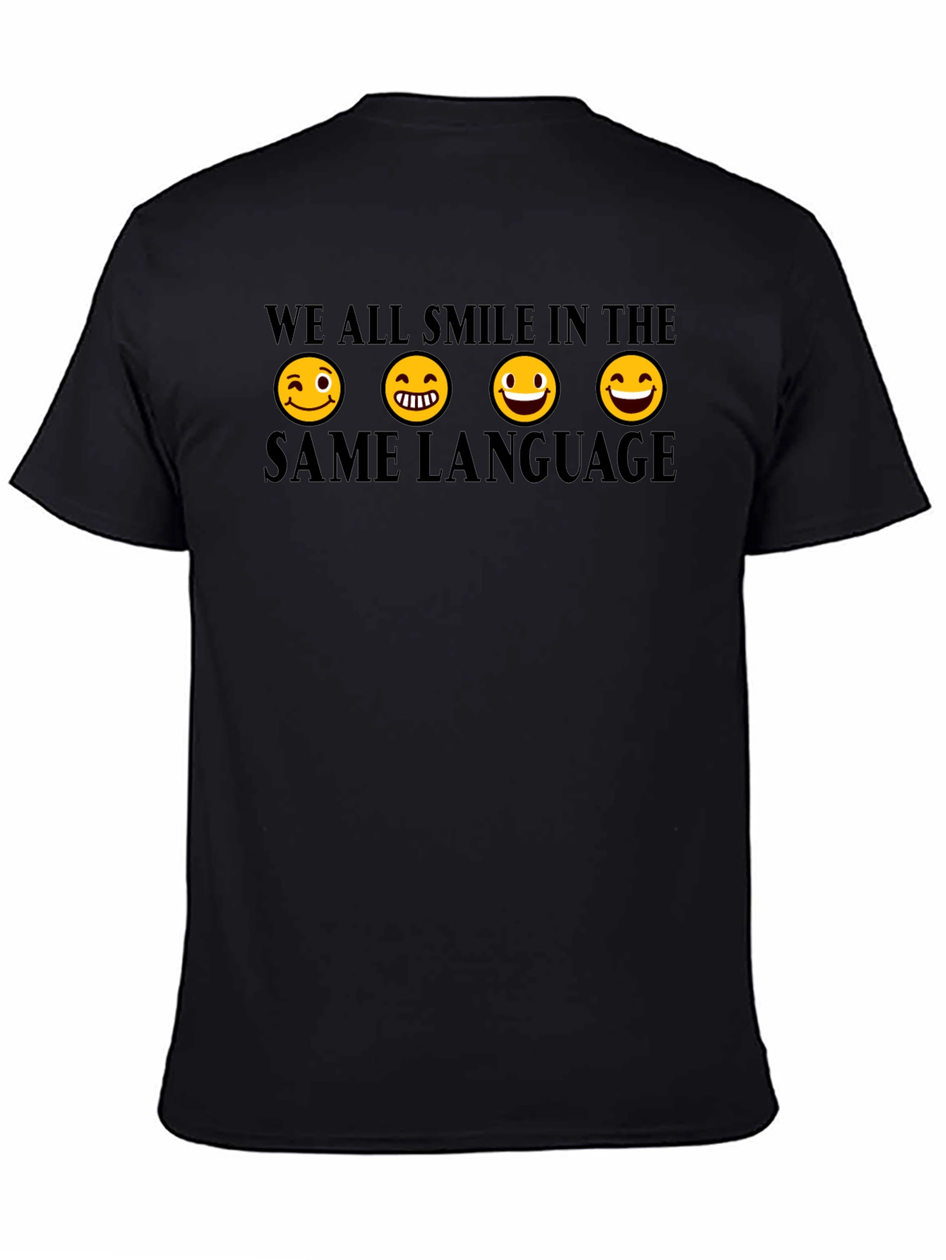 Black We All Smile Tee - Emoticon T-Shirt view 4