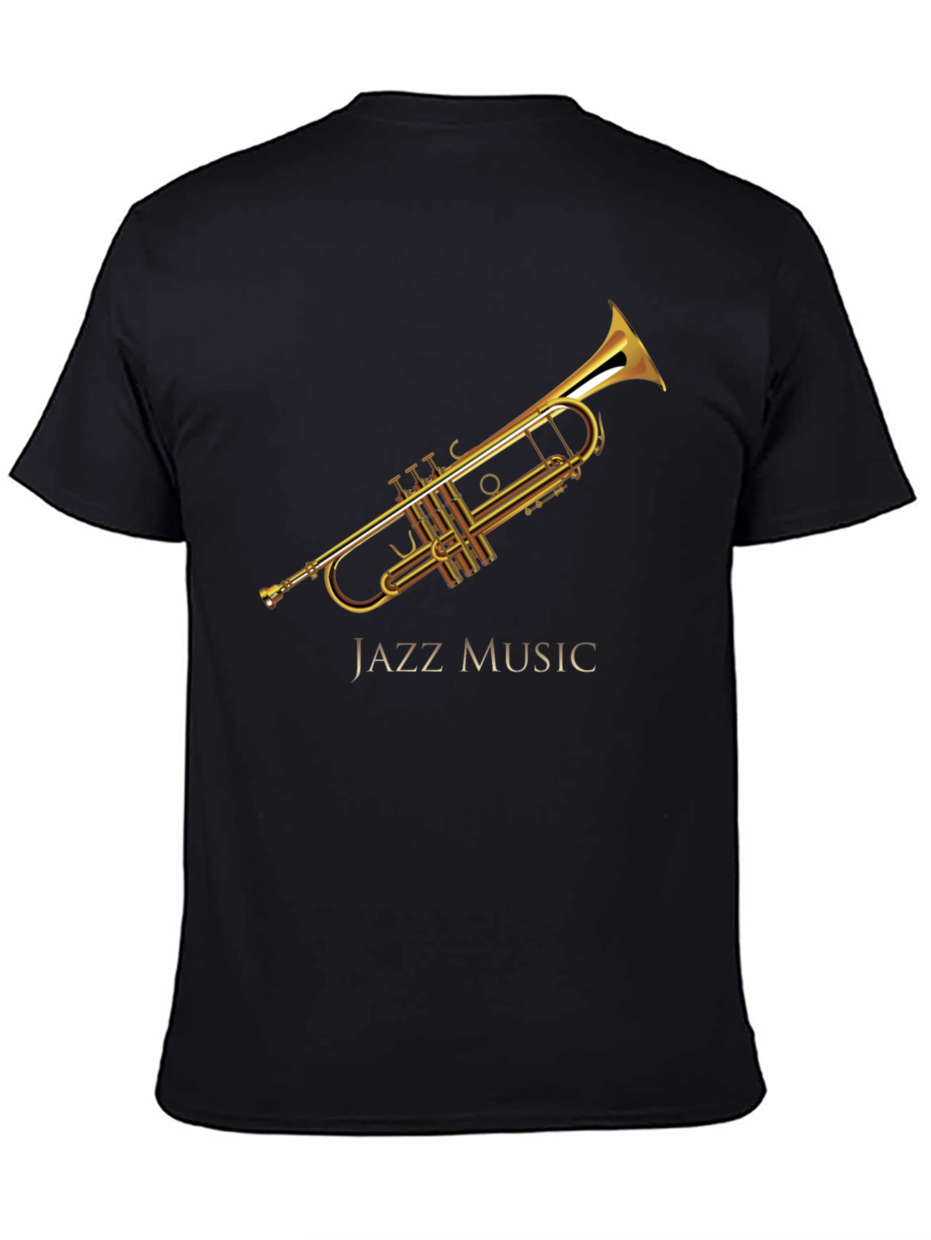 Black Jazz Music Trumpet Graphic Black T-Shirt view 4