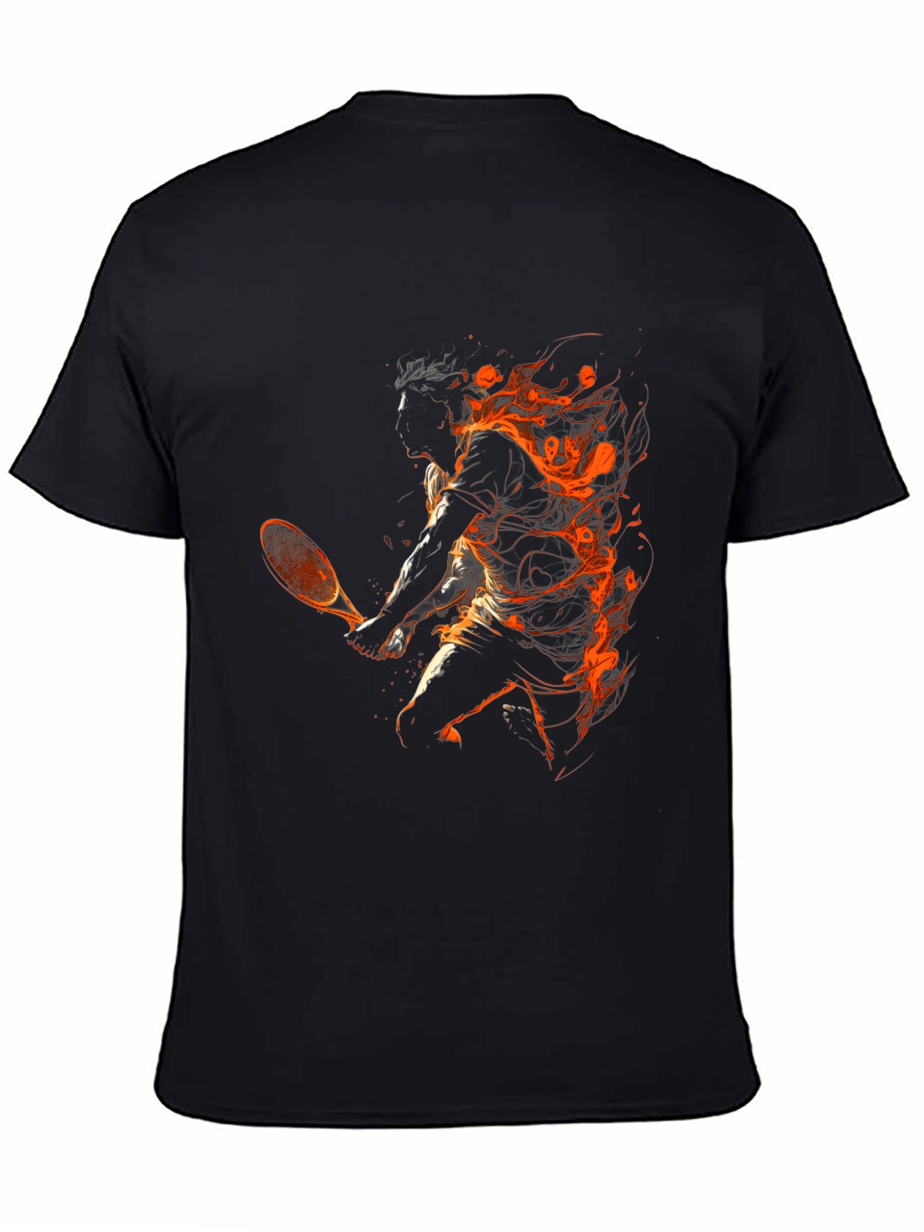 Black Tennis Flame Graphic T-Shirt - Black view 4