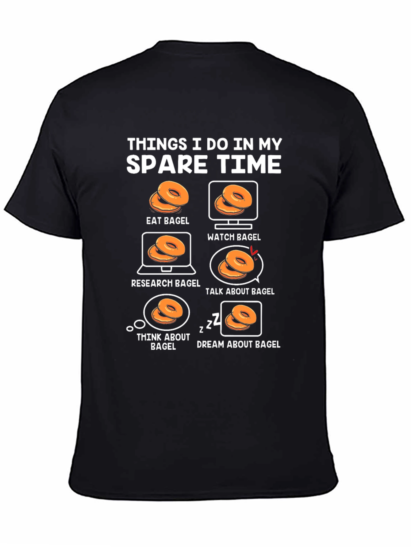 Black Bagel Lover T-Shirt: Spare Time Activities view 4