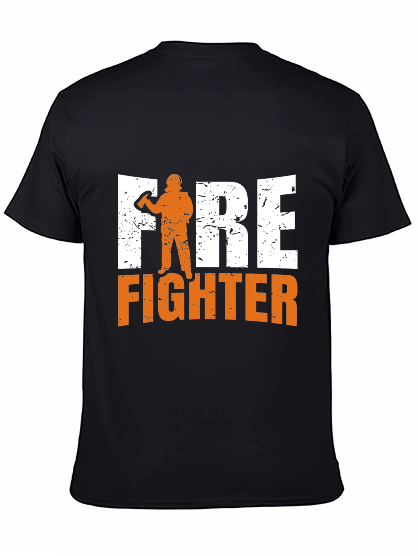 Black Firefighter Graphic Print Black T-Shirt view 4