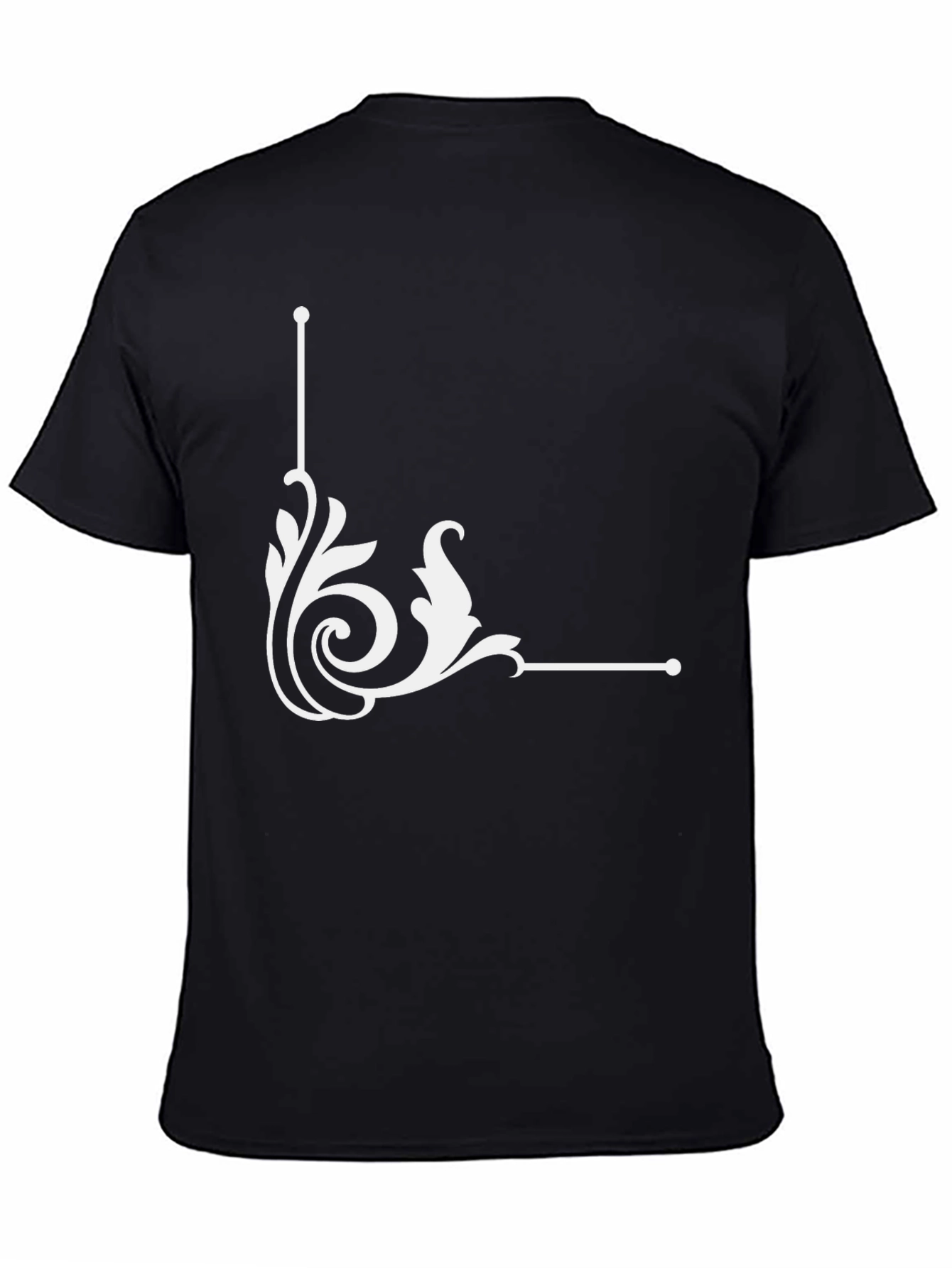 Black Elegant Swirl Graphic Black T-Shirt view 4