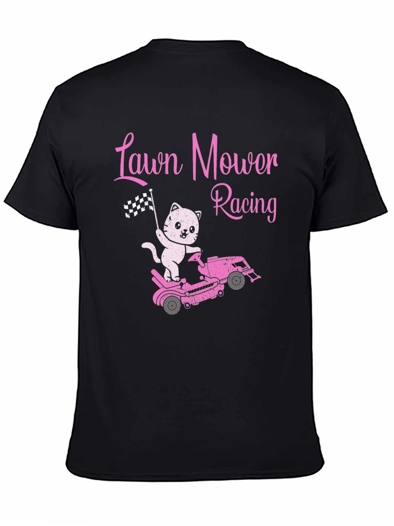 Black Lawn Mower Racing Cat T-Shirt - Fun Graphic Tee view 4