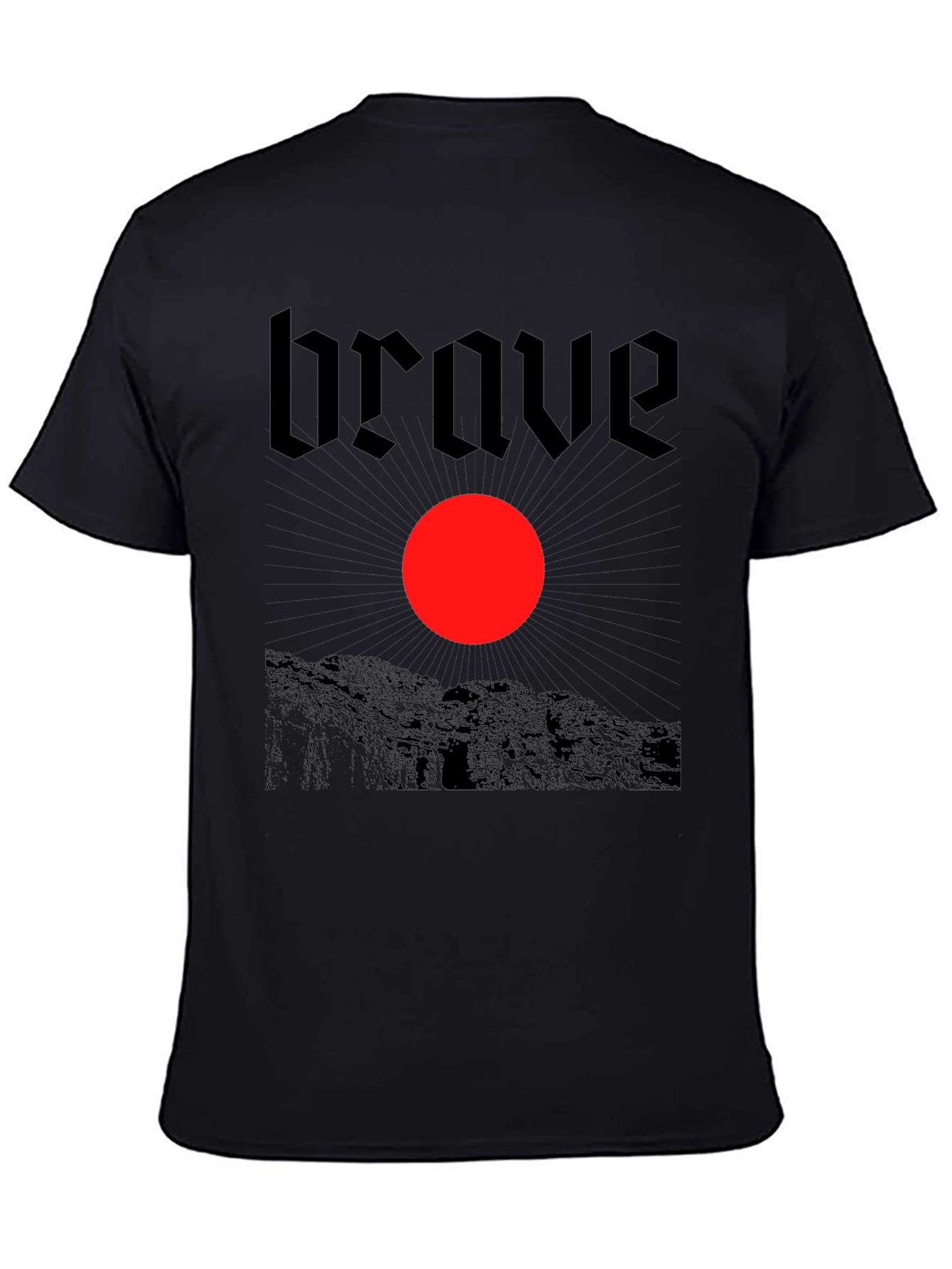 Black Brave Graphic Tee - Black Cotton T-Shirt view 4