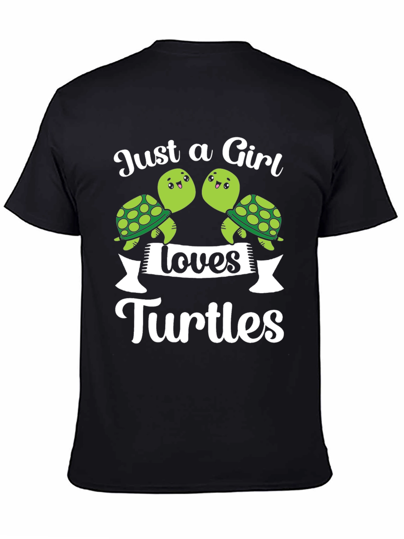 Black Just a Girl Loves Turtles T-Shirt view 4