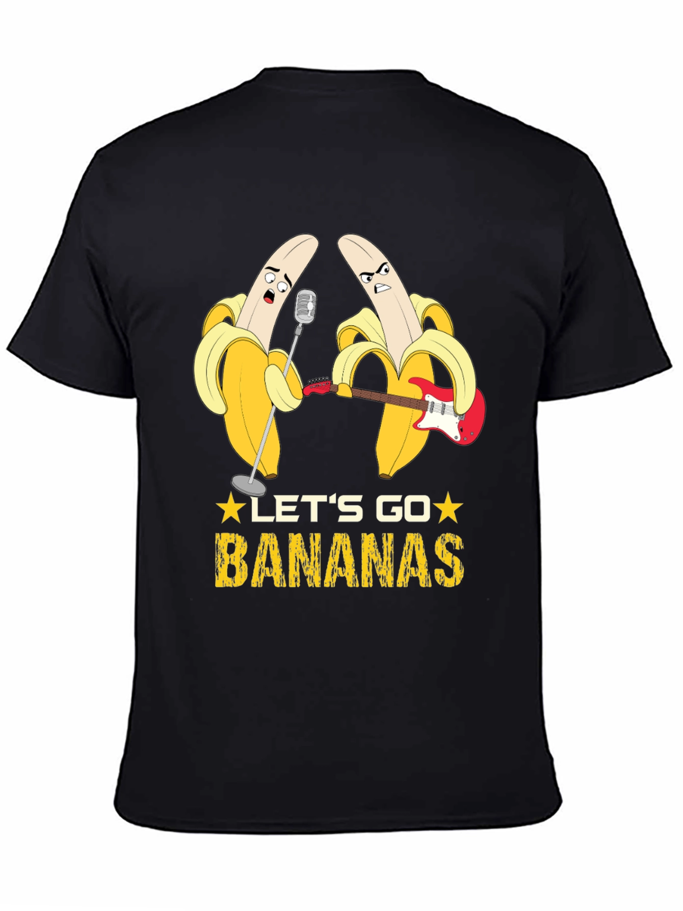 Black Let's Go Bananas Funny Music T-Shirt view 4
