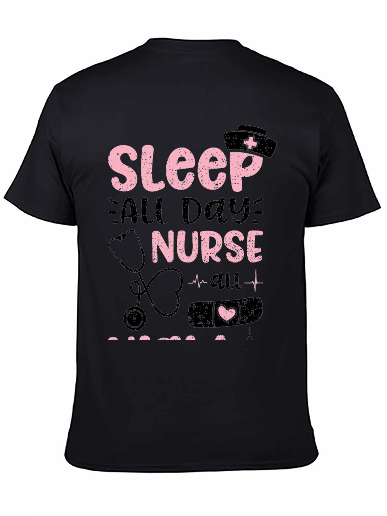 Black Sleep All Day Nurse T-Shirt view 4