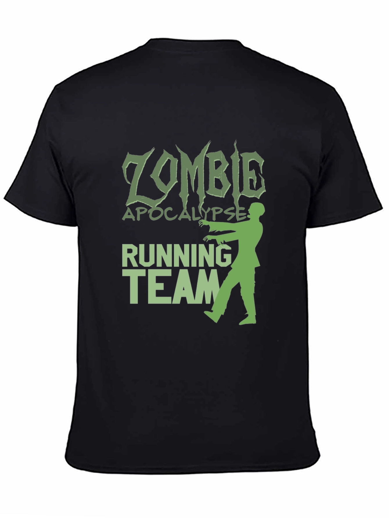 Black Zombie Apocalypse Running Team Graphic T-Shirt view 4