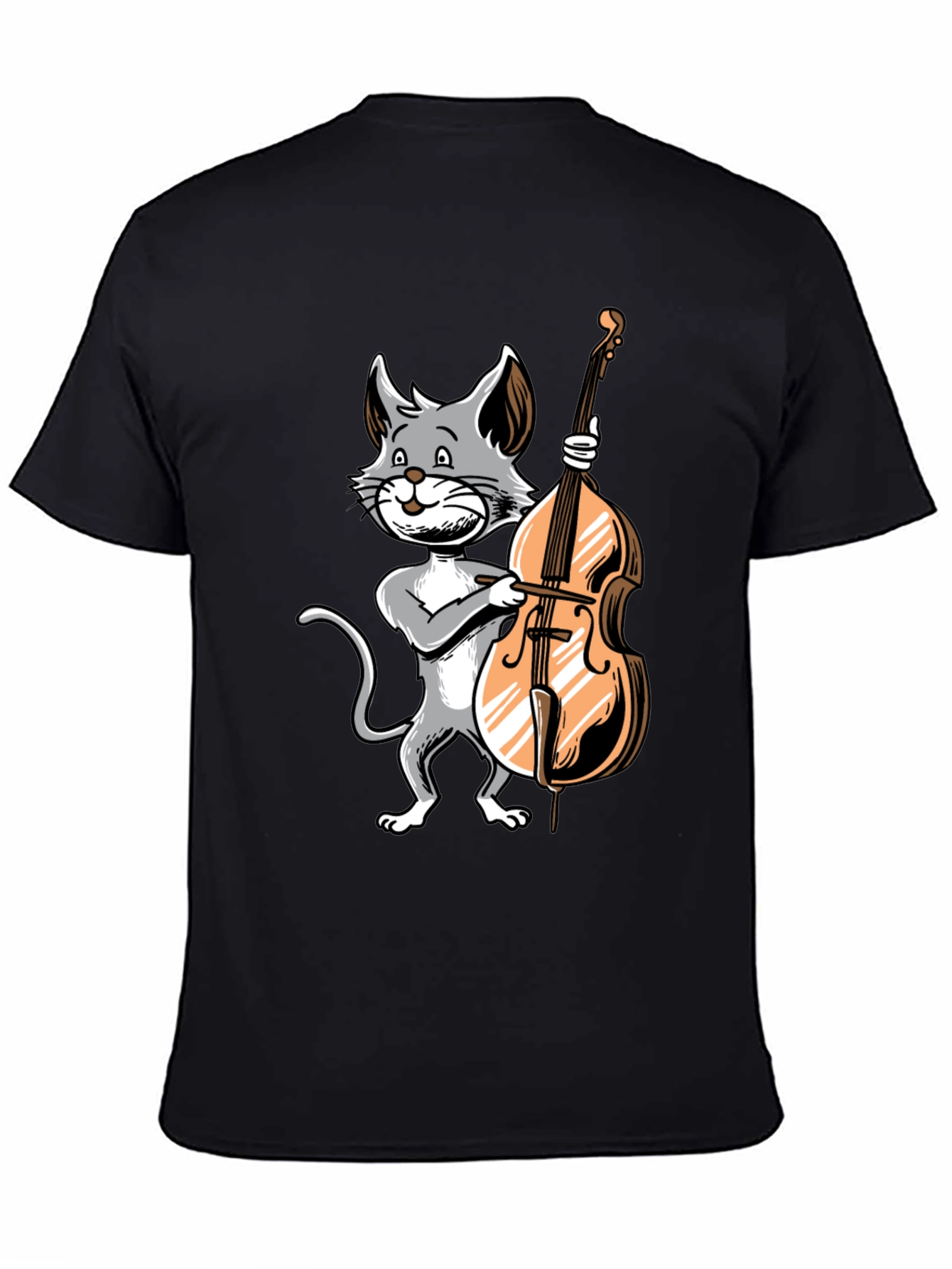 Black Cat Bass Player Graphic T-Shirt view 4