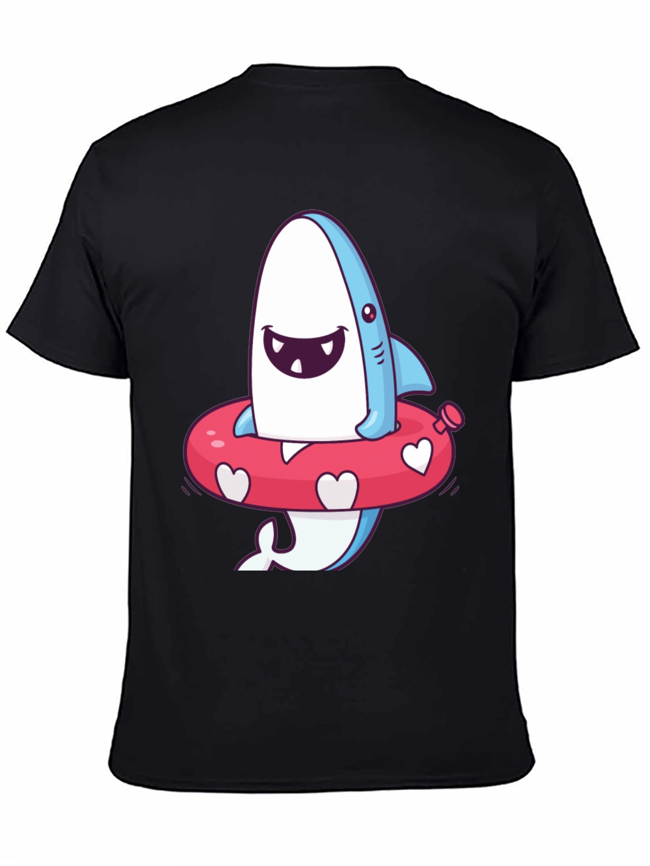 Black Cartoon Shark T-Shirt - Fun Summer Style view 4