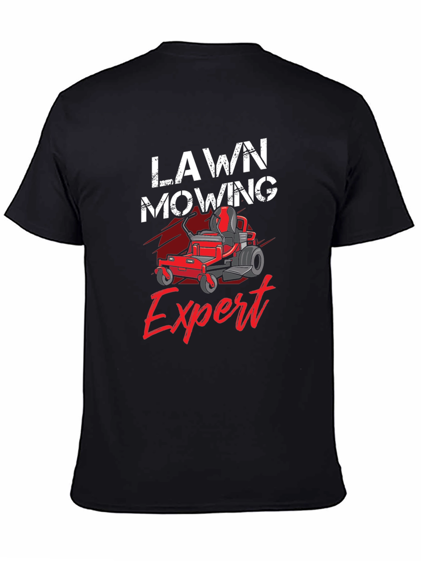 Black Lawn Mowing Expert T-Shirt view 4