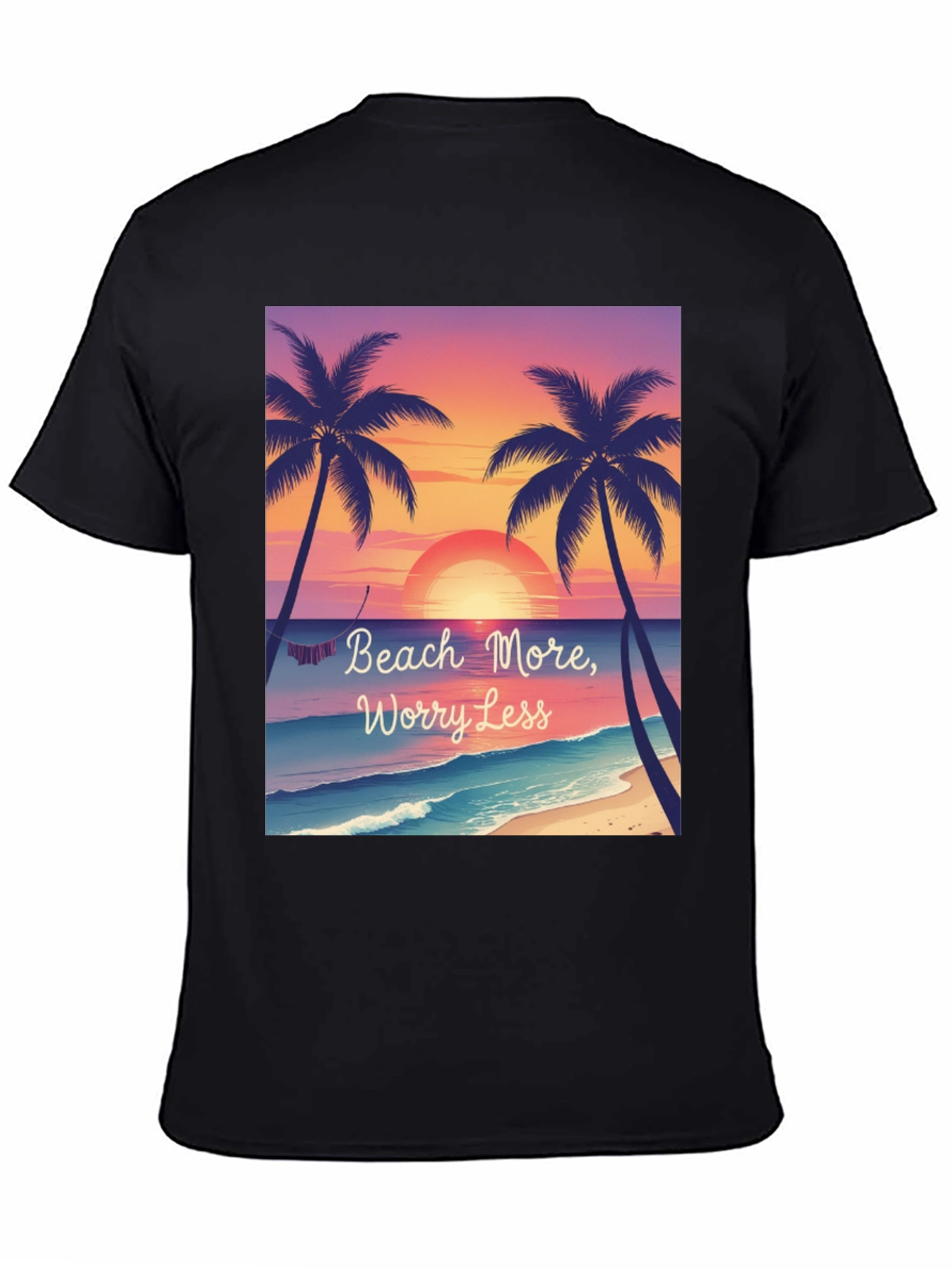 Black Beach More Worry Less T-Shirt view 4