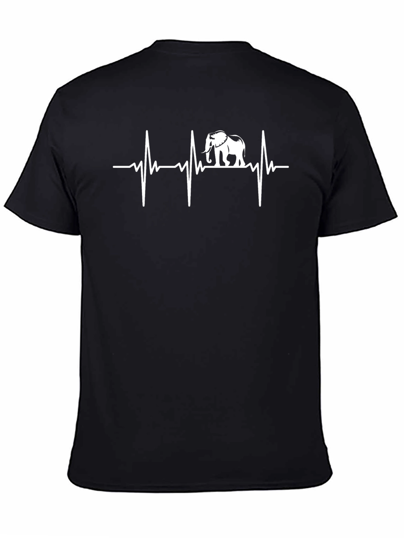 Black Elephant Heartbeat Graphic Tee - Black Cotton T-Shirt view 4