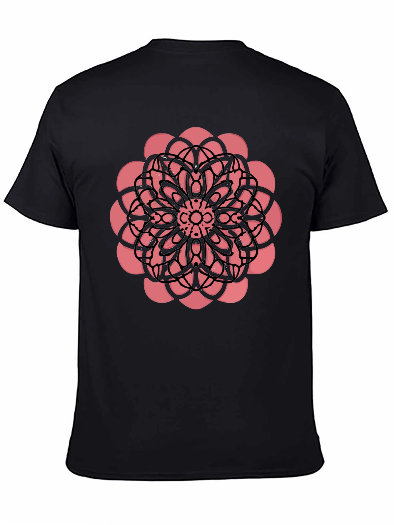 Black Black Tee with Floral Mandala Graphic view 4