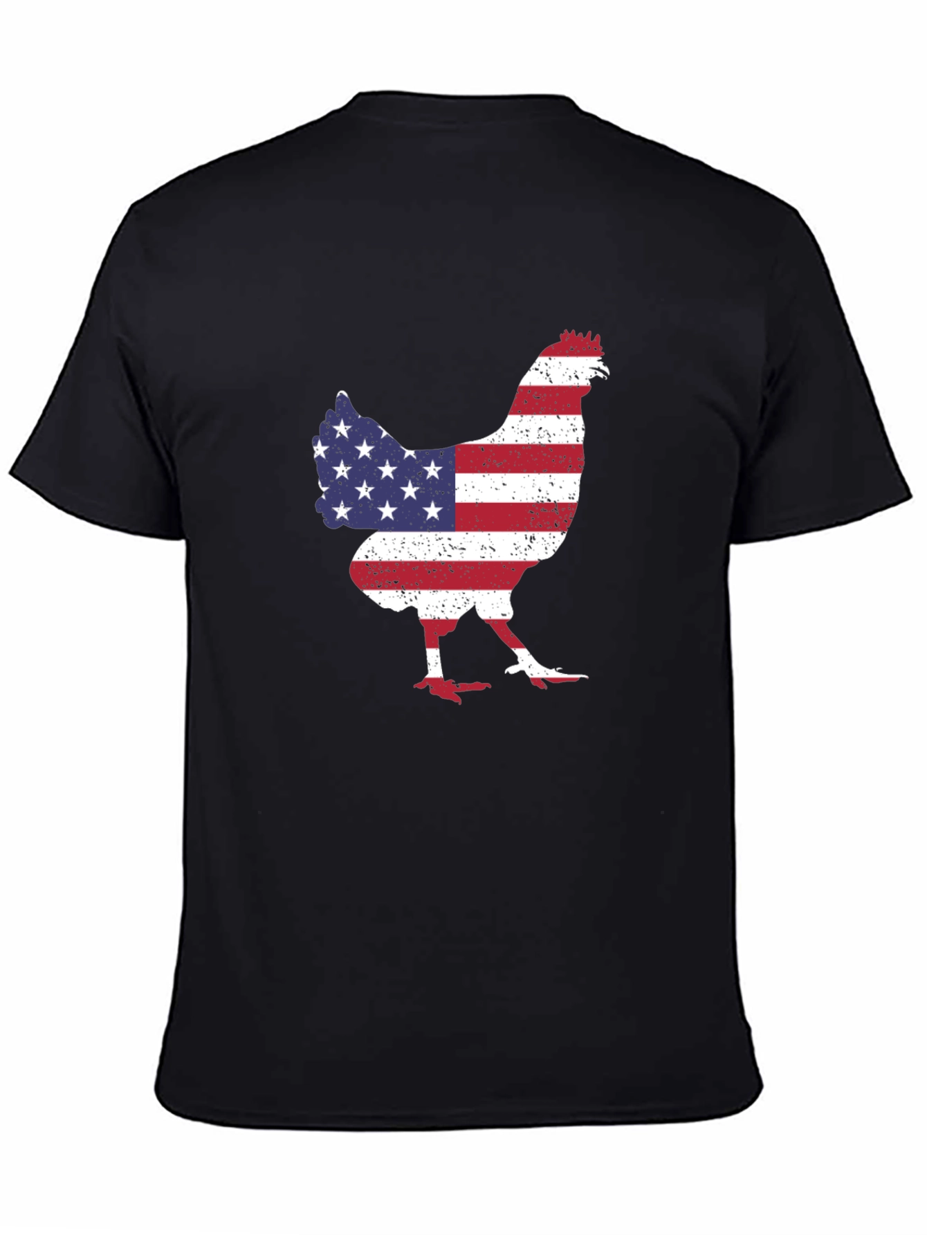 Black American Flag Chicken Graphic Tee view 4