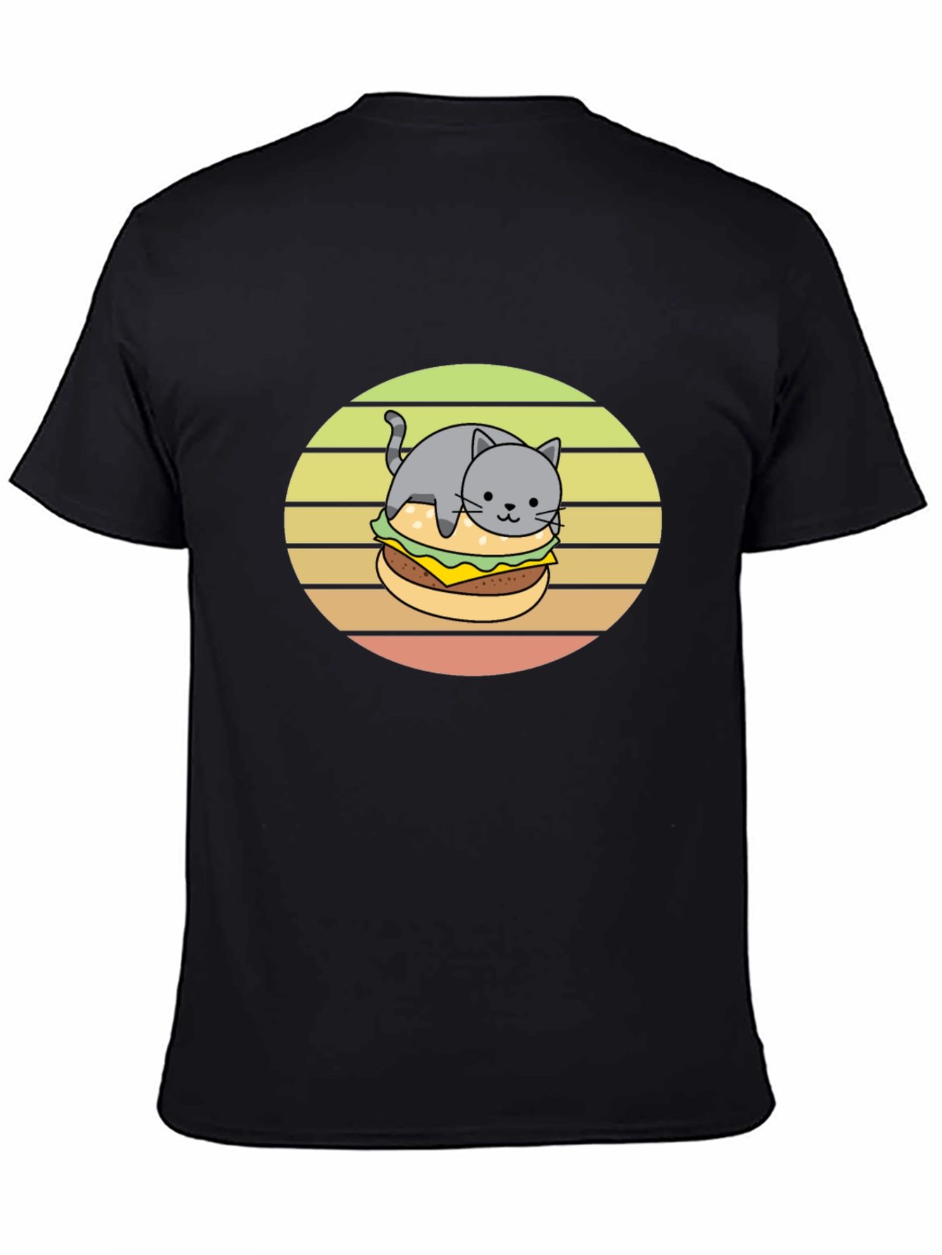 Black Cat Burger T-Shirt Funny Tee view 4
