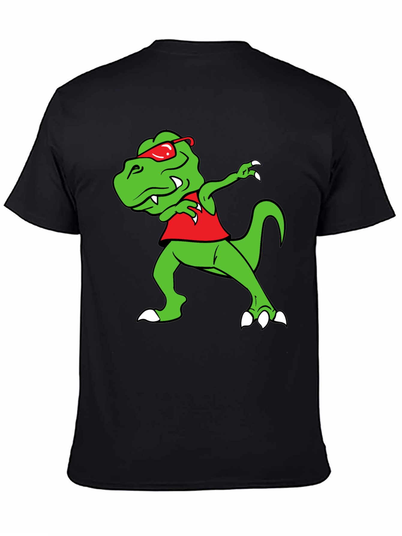 Black Dabbing Dino Graphic Tee - Fun Black T-Shirt view 4