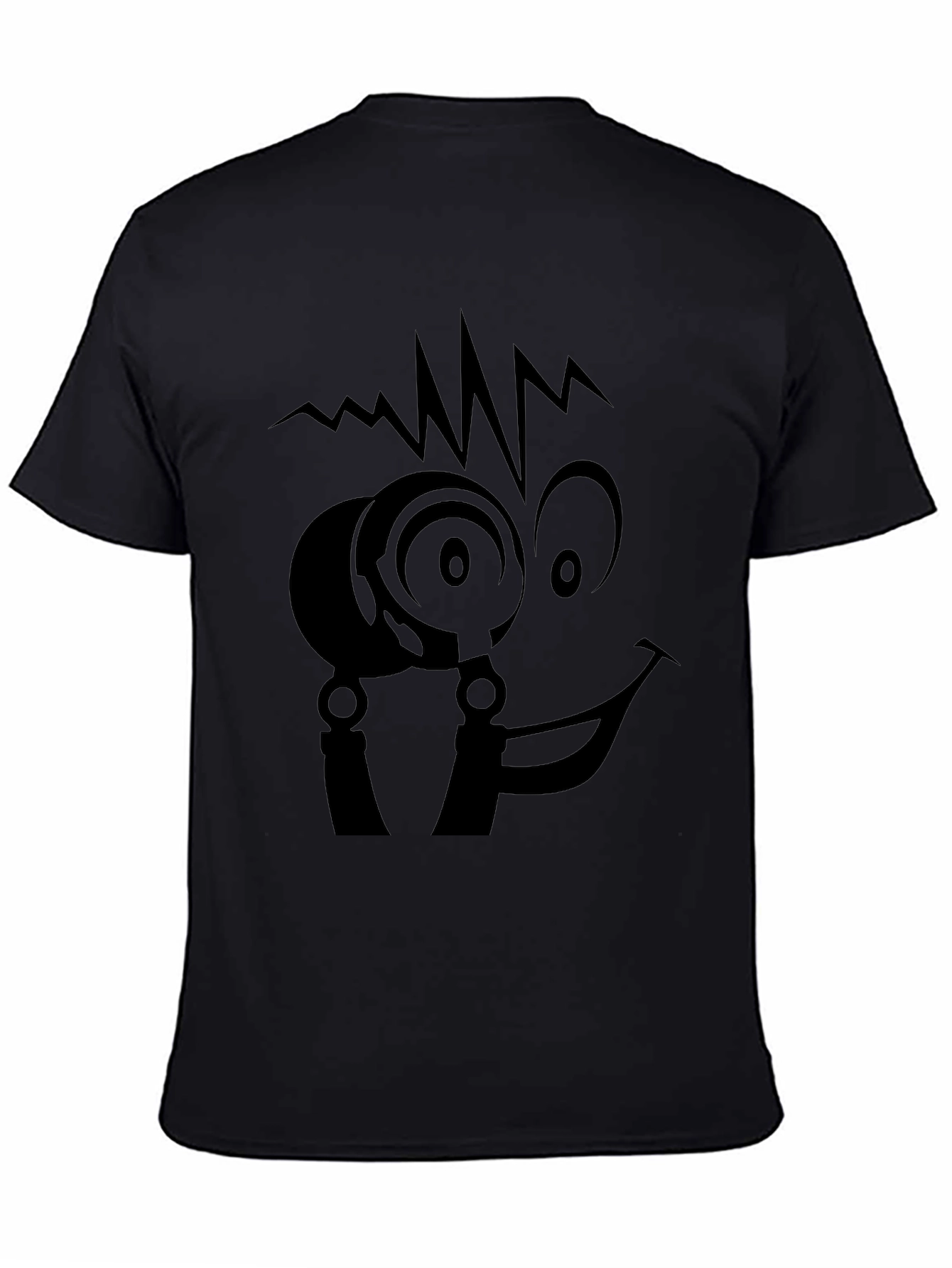 Black Cool Face Black T-Shirt - Unique Graphic Tee view 4