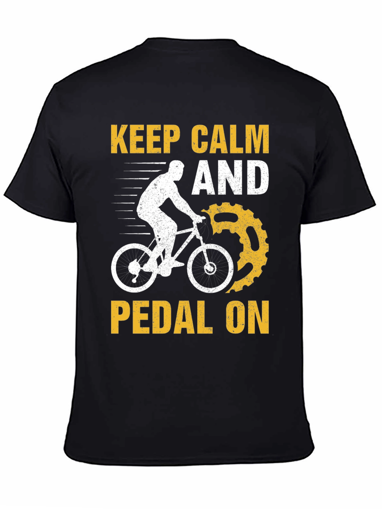 Black Keep Calm and Pedal On T-Shirt view 4