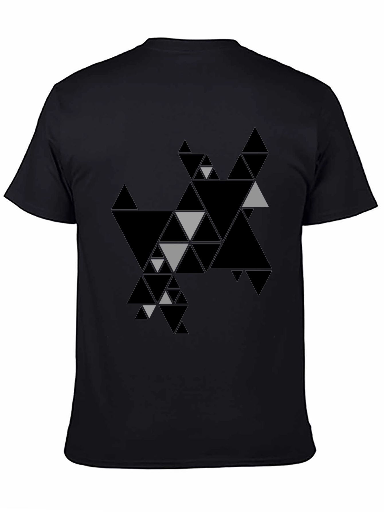 Black Geometric Triangle Print Black T-Shirt view 4