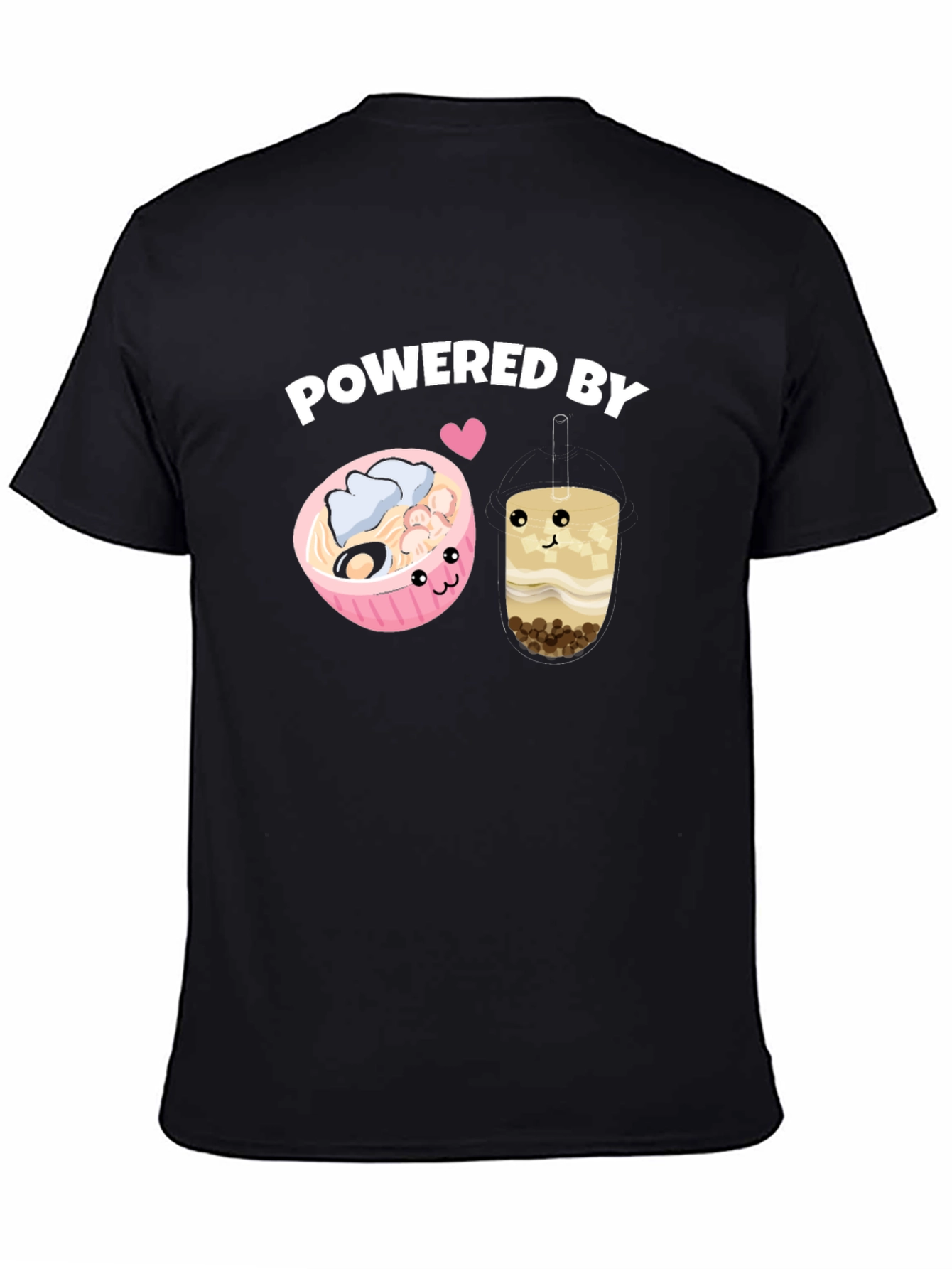 Black Powered By Ramen and Boba T-Shirt view 4