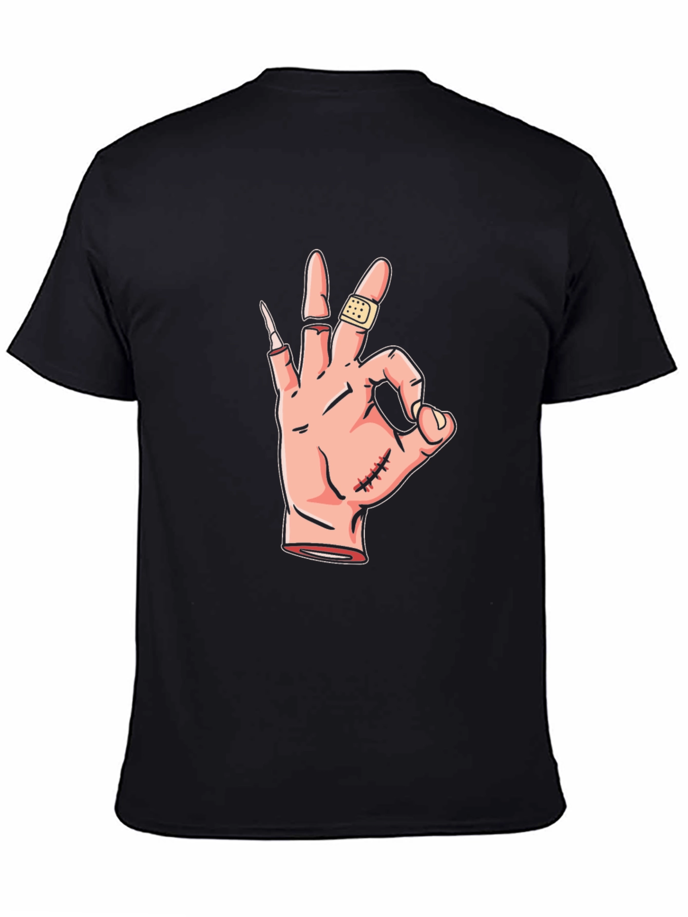Black Humorous "Okay" Hand Gesture Graphic Tee view 4