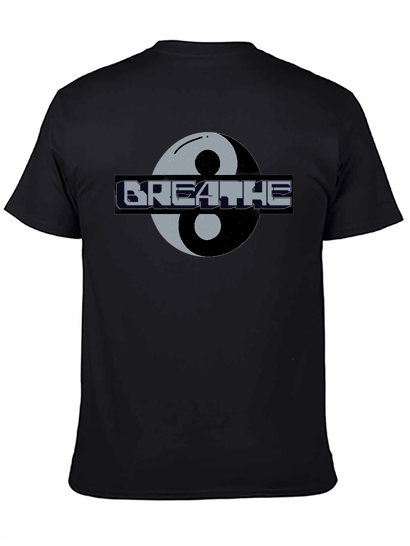 Black Breathe Yin Yang Graphic T-Shirt - Black Casual Tee view 4