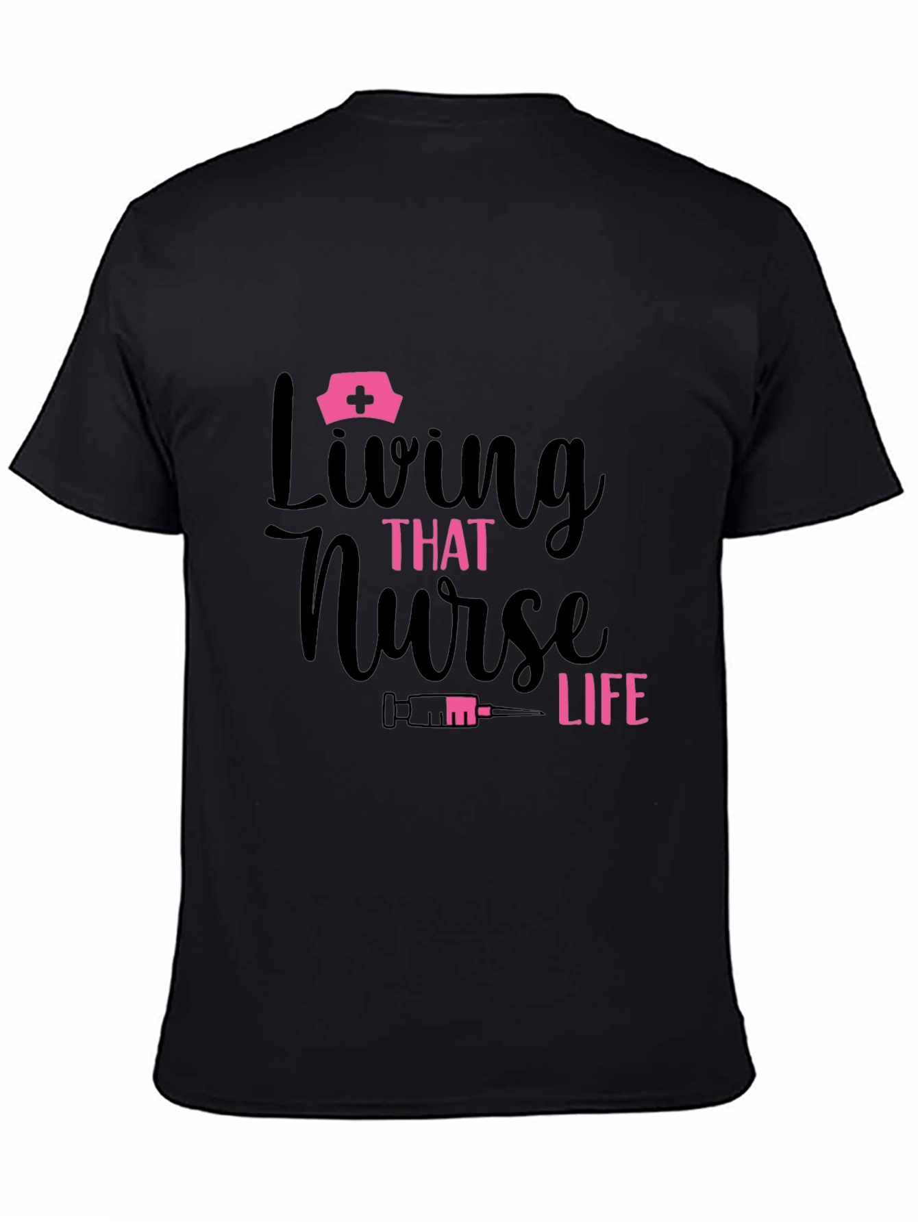 Black Living That Nurse Life Black Graphic T-Shirt view 4
