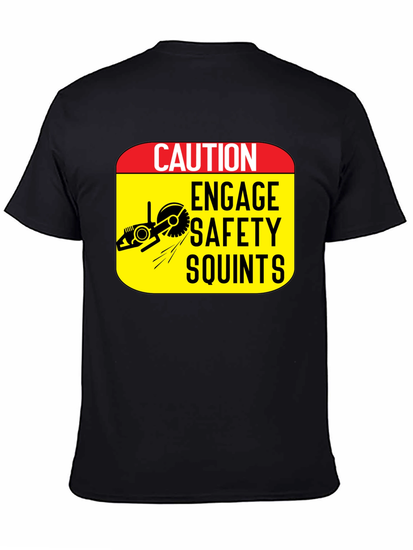Black Caution Engage Safety Squints T-Shirt view 4
