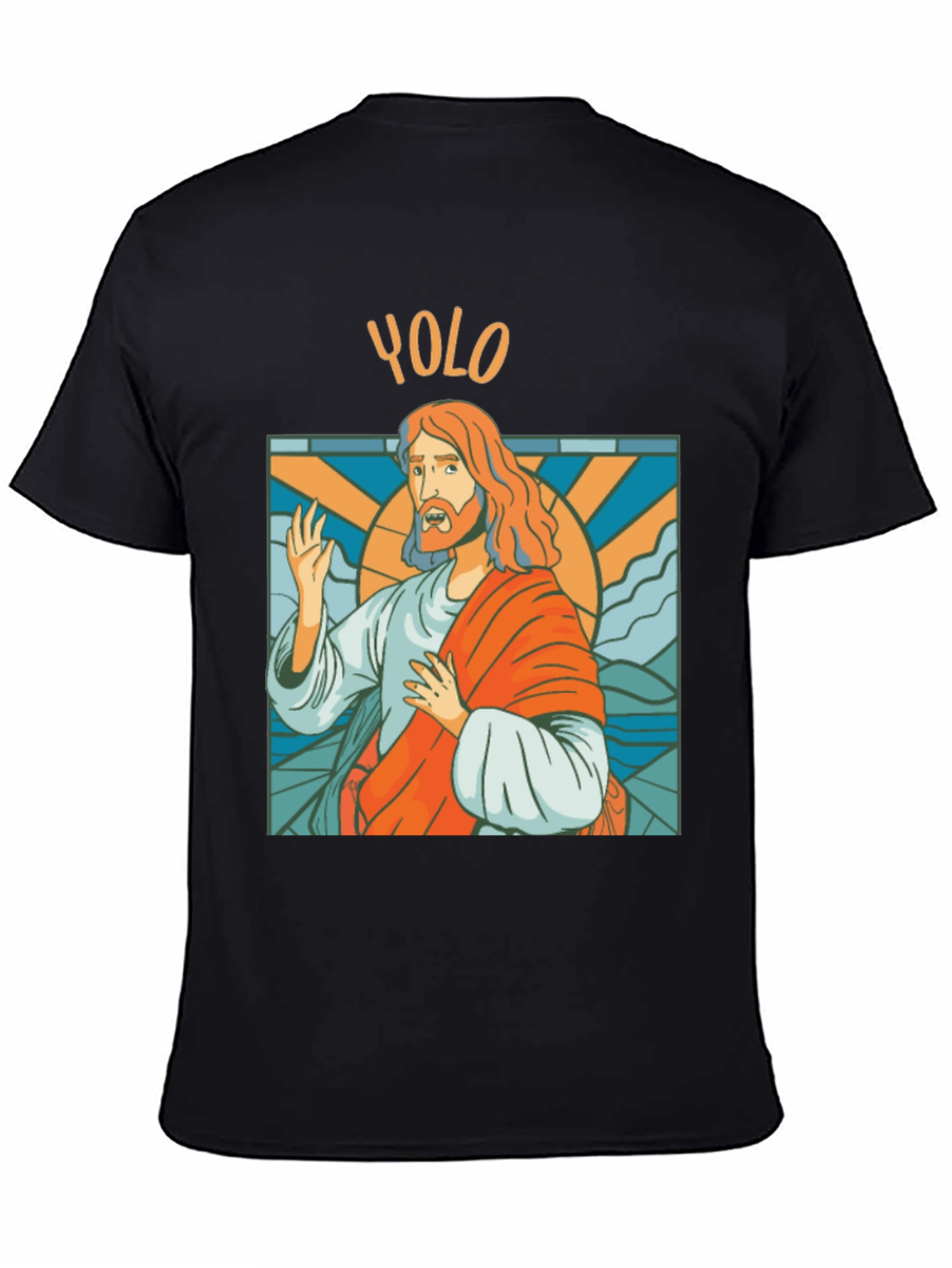 Black YOLO Jesus Graphic Tee - Trendy Novelty T-Shirt view 4