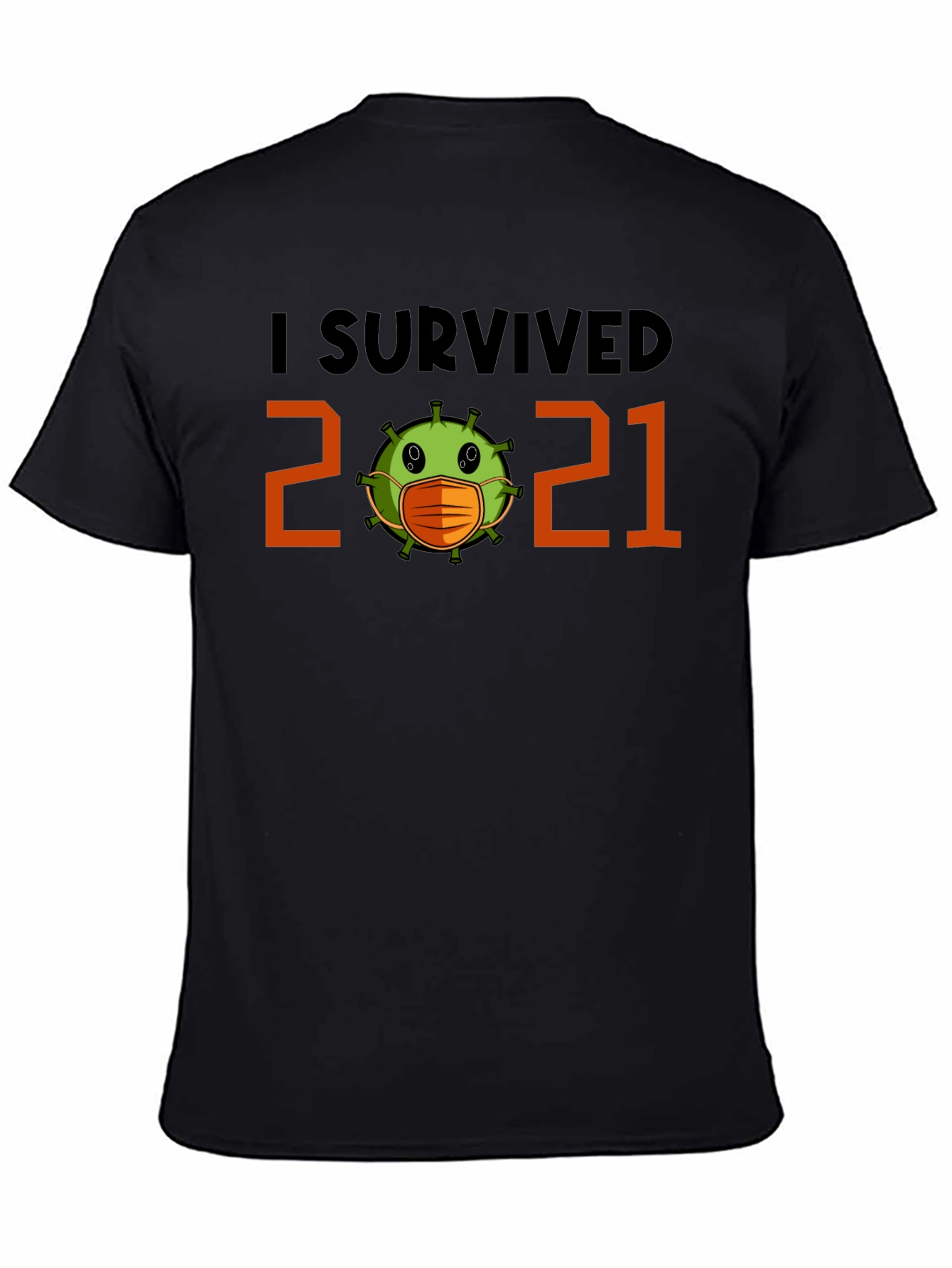 Black I Survived 2021 Graphic Tee - Pandemic Novelty view 4