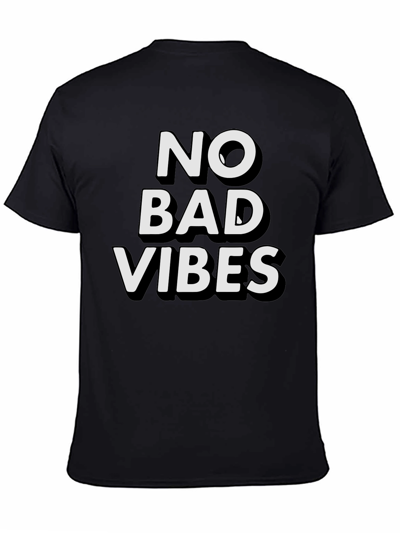 Black No Bad Vibes Graphic Tee - Black Casual T-Shirt view 4