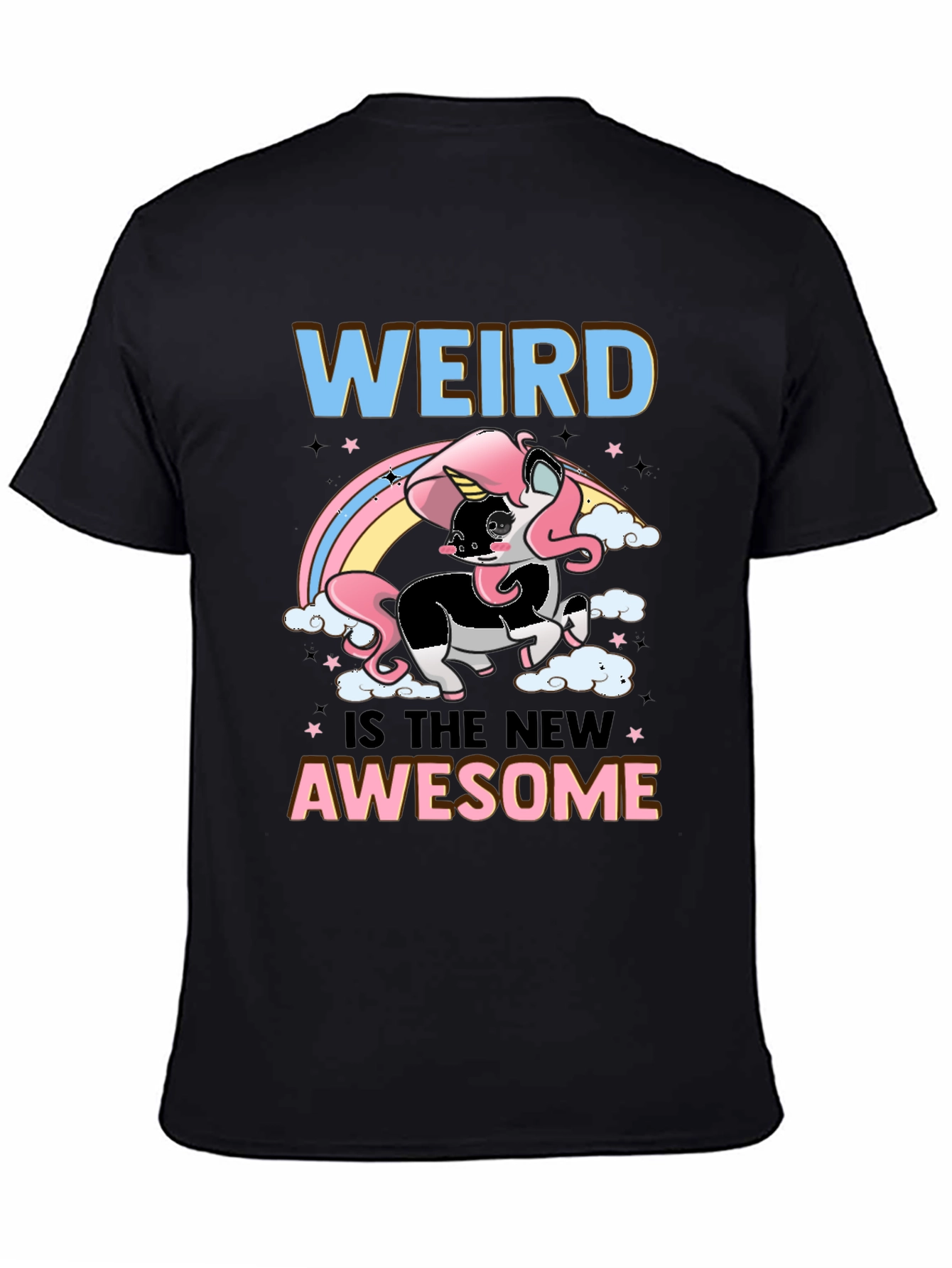 Black Weird is the New Awesome Unicorn Graphic Tee view 4
