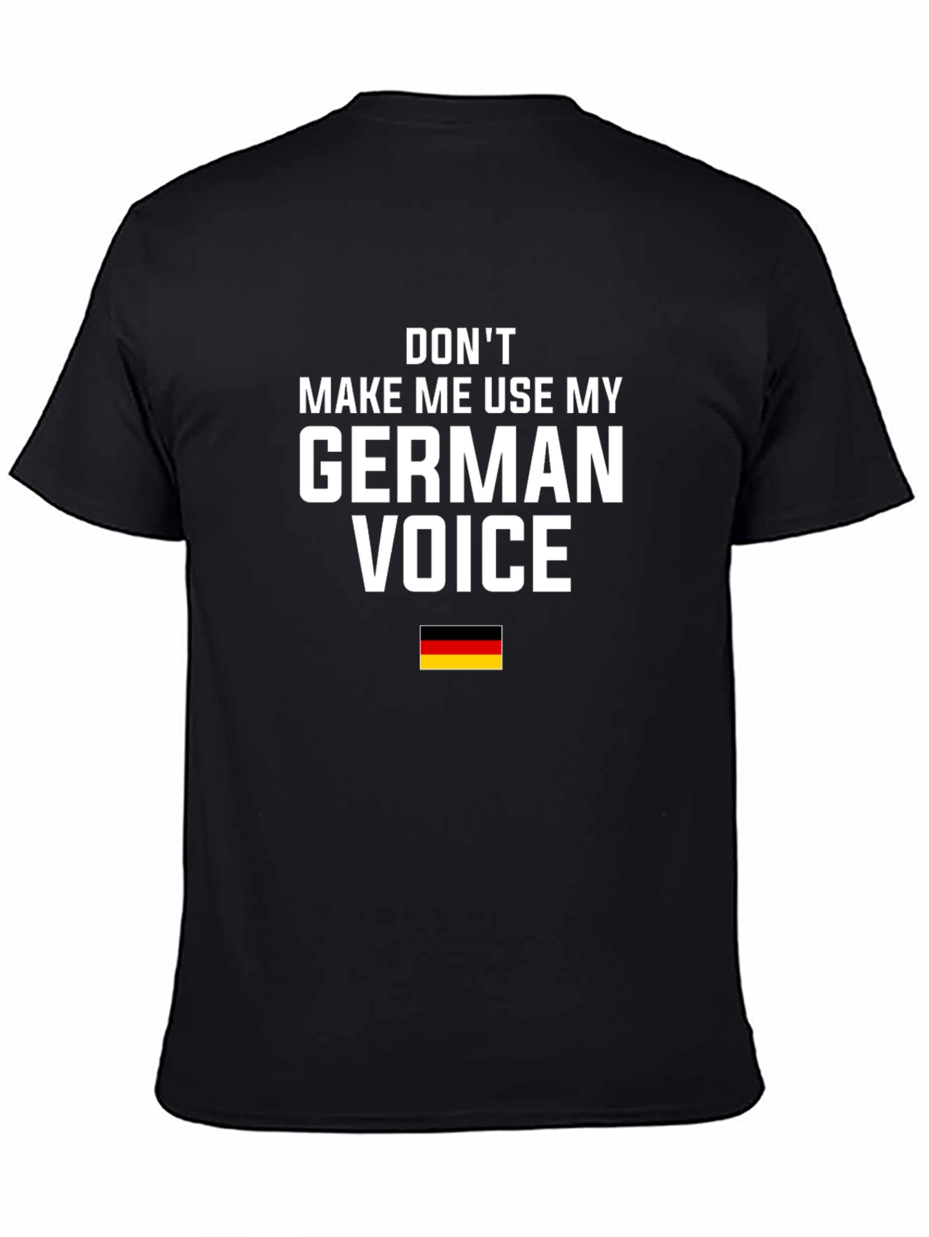 Black Funny German Voice T-Shirt - Black view 4