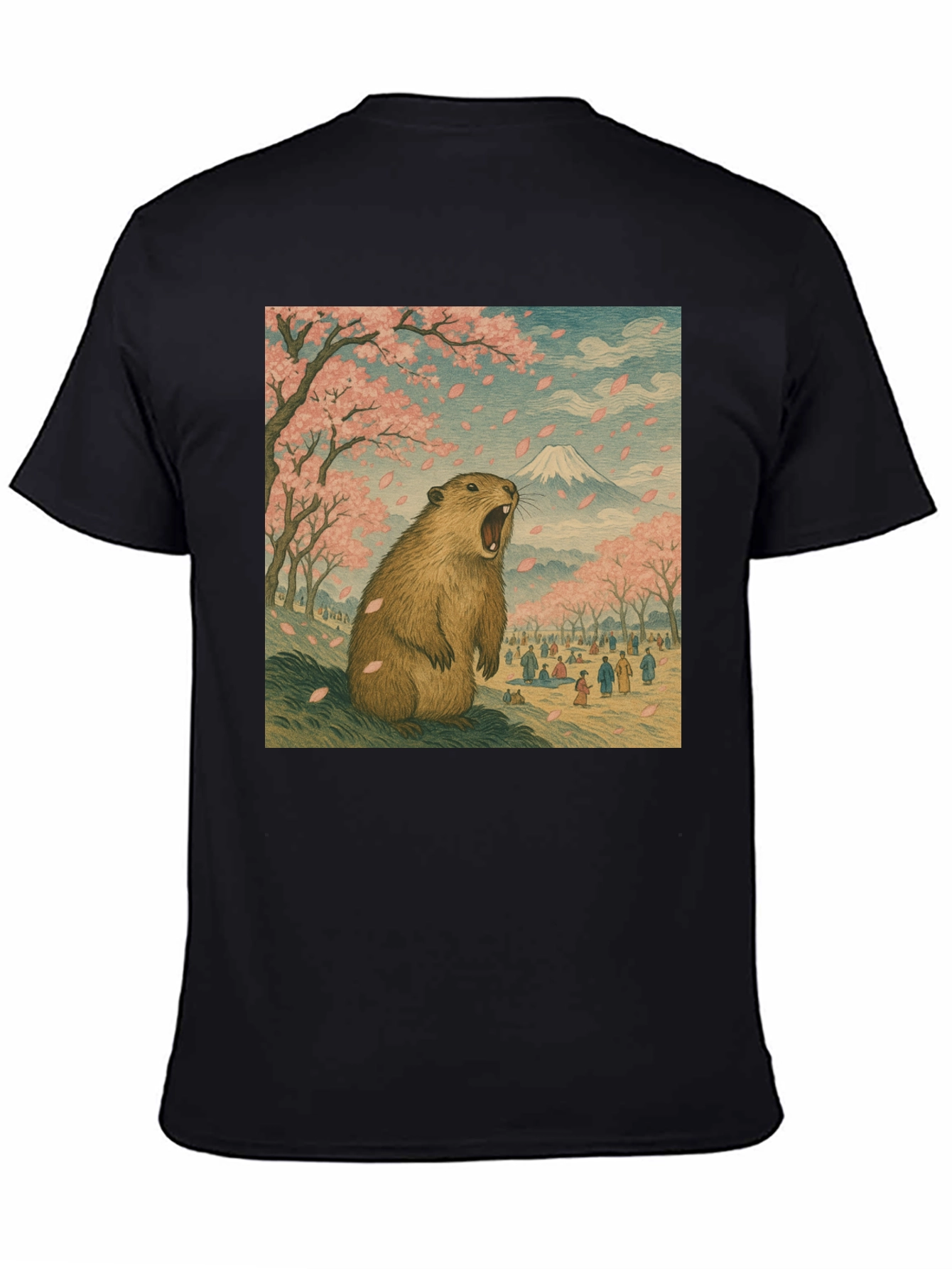 Black Beaver in Blossom T-Shirt view 4