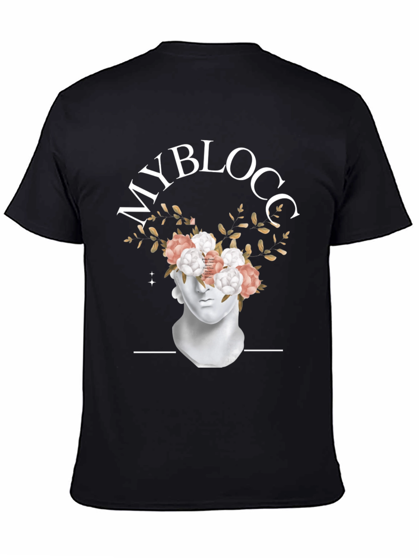 Black MyBlocc Black Graphic Tee - Floral Statue Design view 4