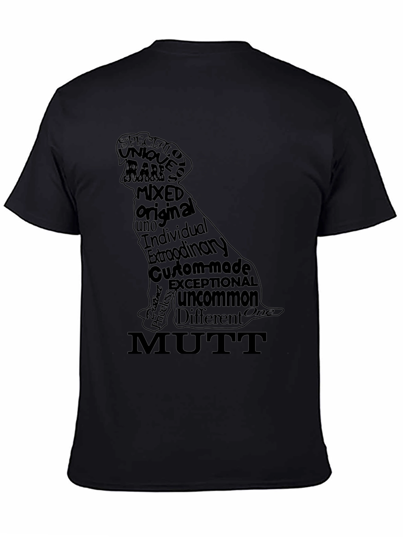 Black Dog Breed Word Art T-Shirt - Mutt view 4