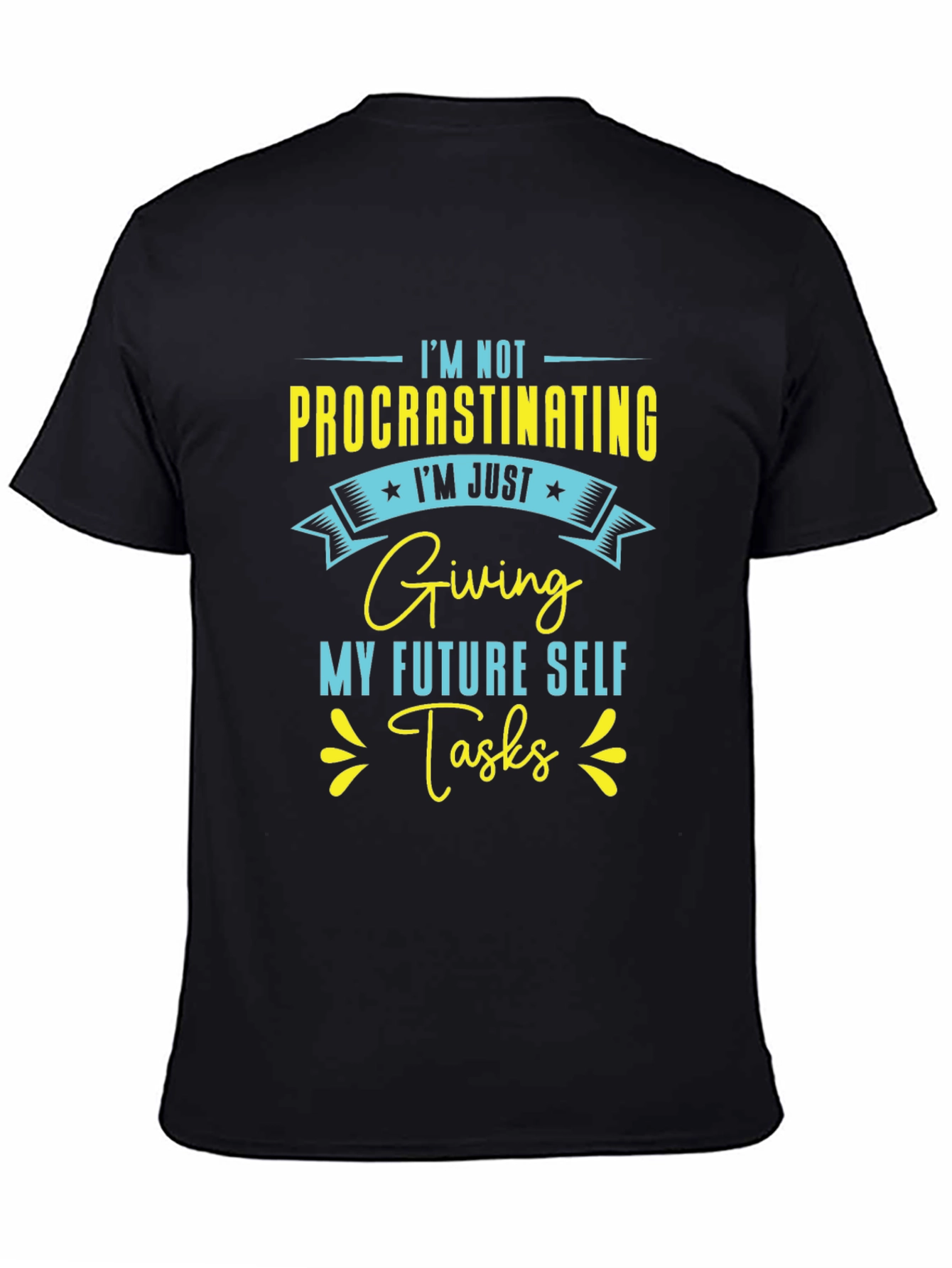 Black Funny "Procrastinating" Graphic T-Shirt view 4