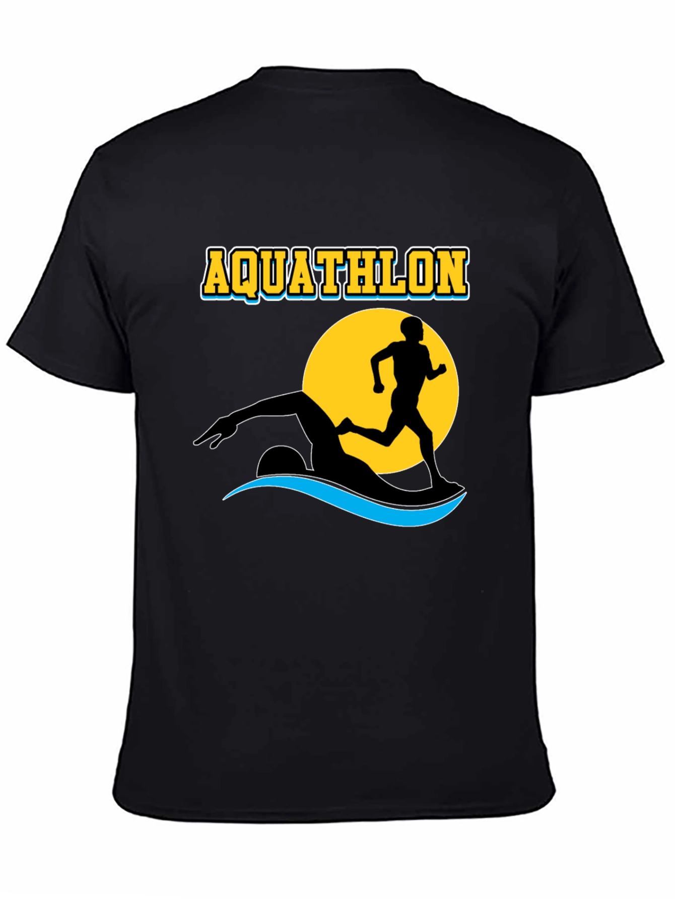 Black Aquathlon T-Shirt: Swim & Run Design view 4