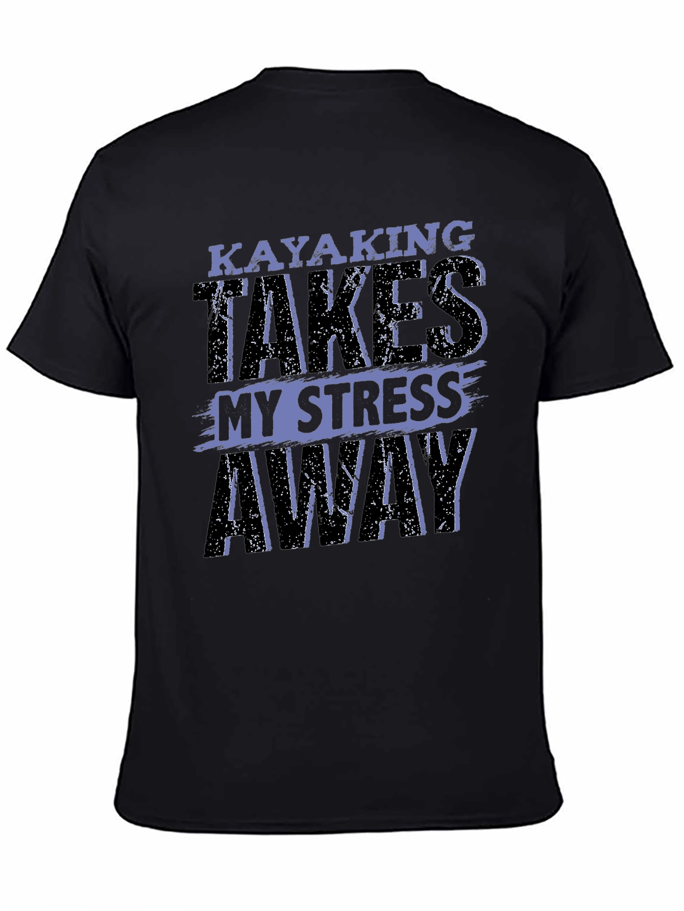Black Kayaking Takes My Stress Away Graphic T-Shirt view 4