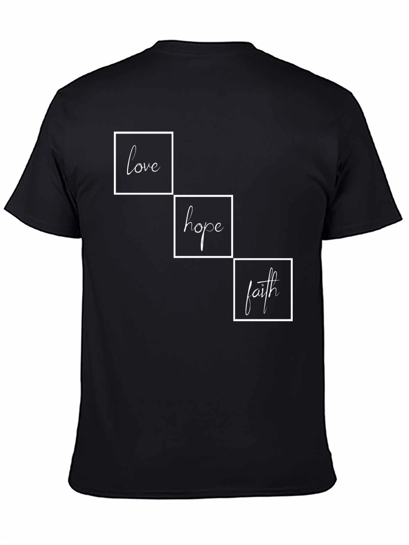 Black Love Hope Faith T-Shirt - Inspirational Christian Tee view 4