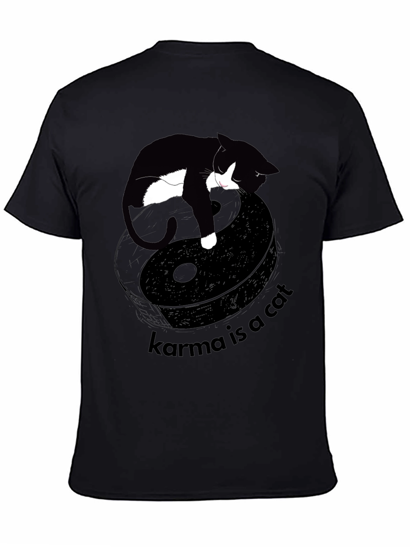 Black Karma is a Cat Graphic Tee - Unisex Black T-Shirt view 4
